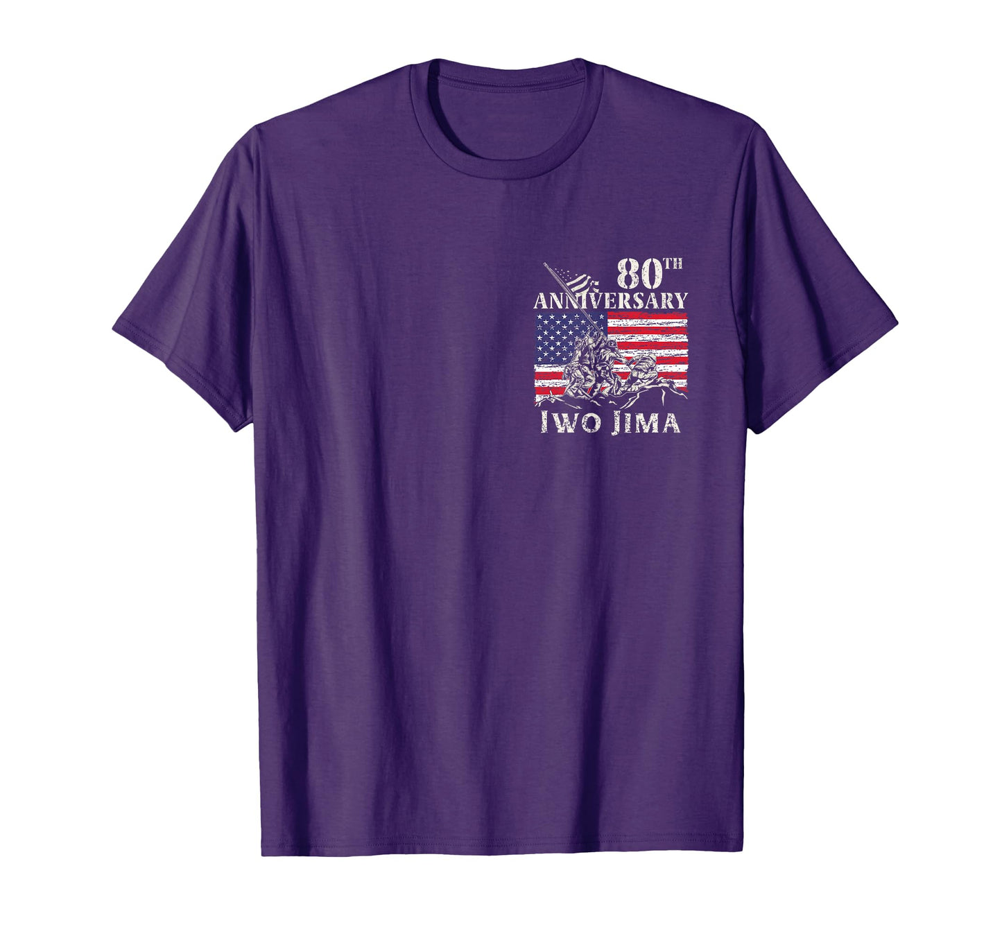 80th Anniversary Iwo Jima 1945-2025 WWII Veteran USA Flag T-Shirt