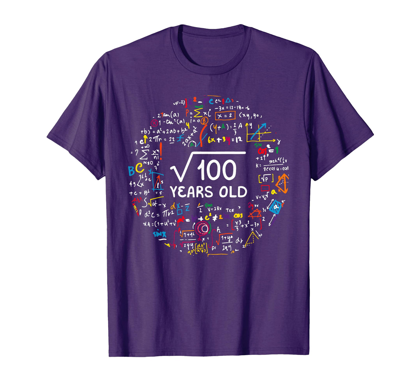 Square Root Of 100 10th Birthday 10 Year Old Gifts Math Bday T-Shirt