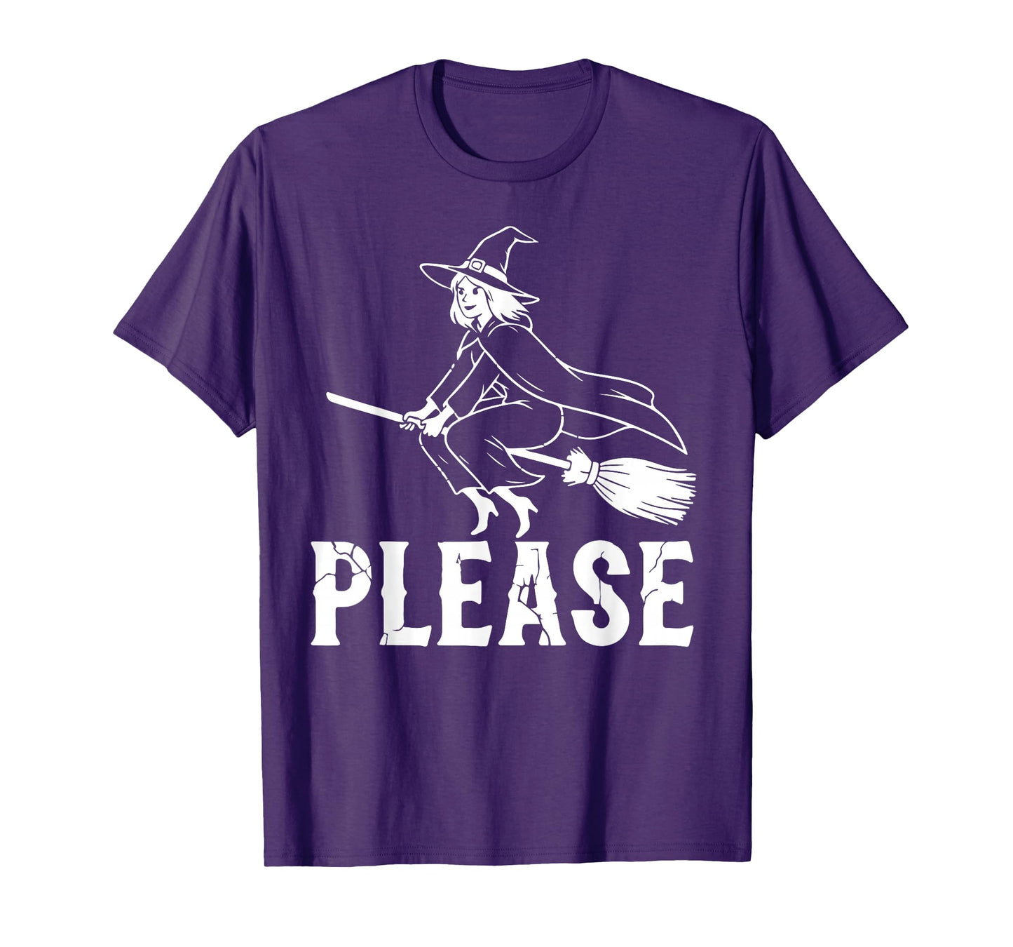 Dark Humor Witch Riding a Broom Graphic Halloween T-Shirt