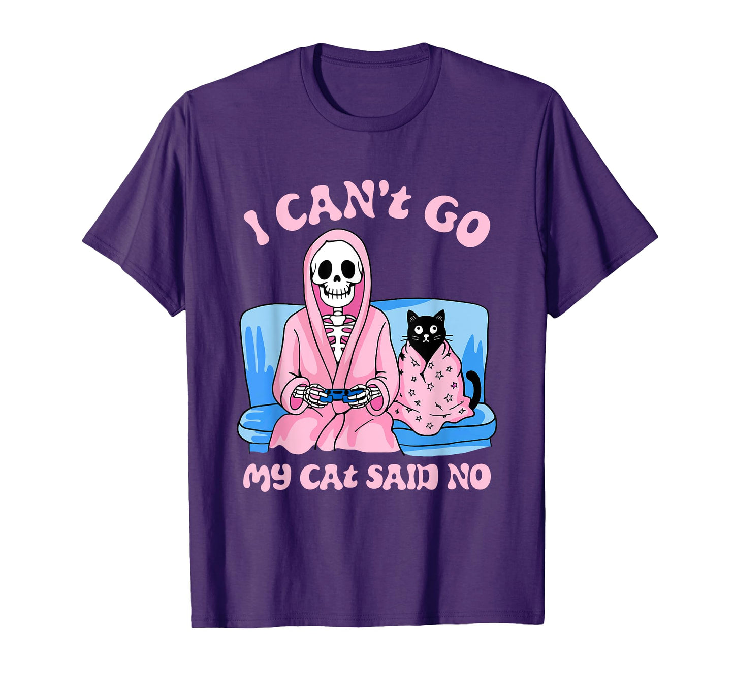 Skeleton Cat Lovers I Can’t Go My Cat Said No Home Game T-Shirt
