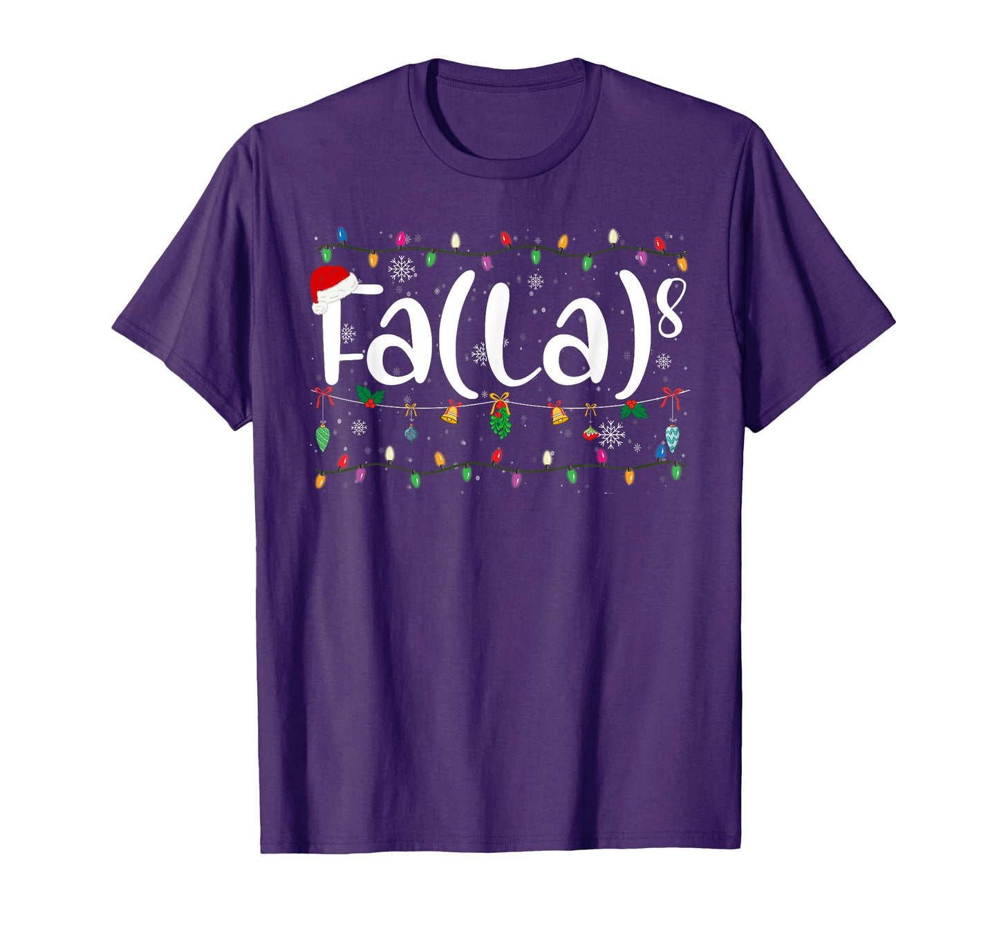 Funny Christmas Lights FA (La) 8 Santa Hat Math Teacher Kid T-Shirt