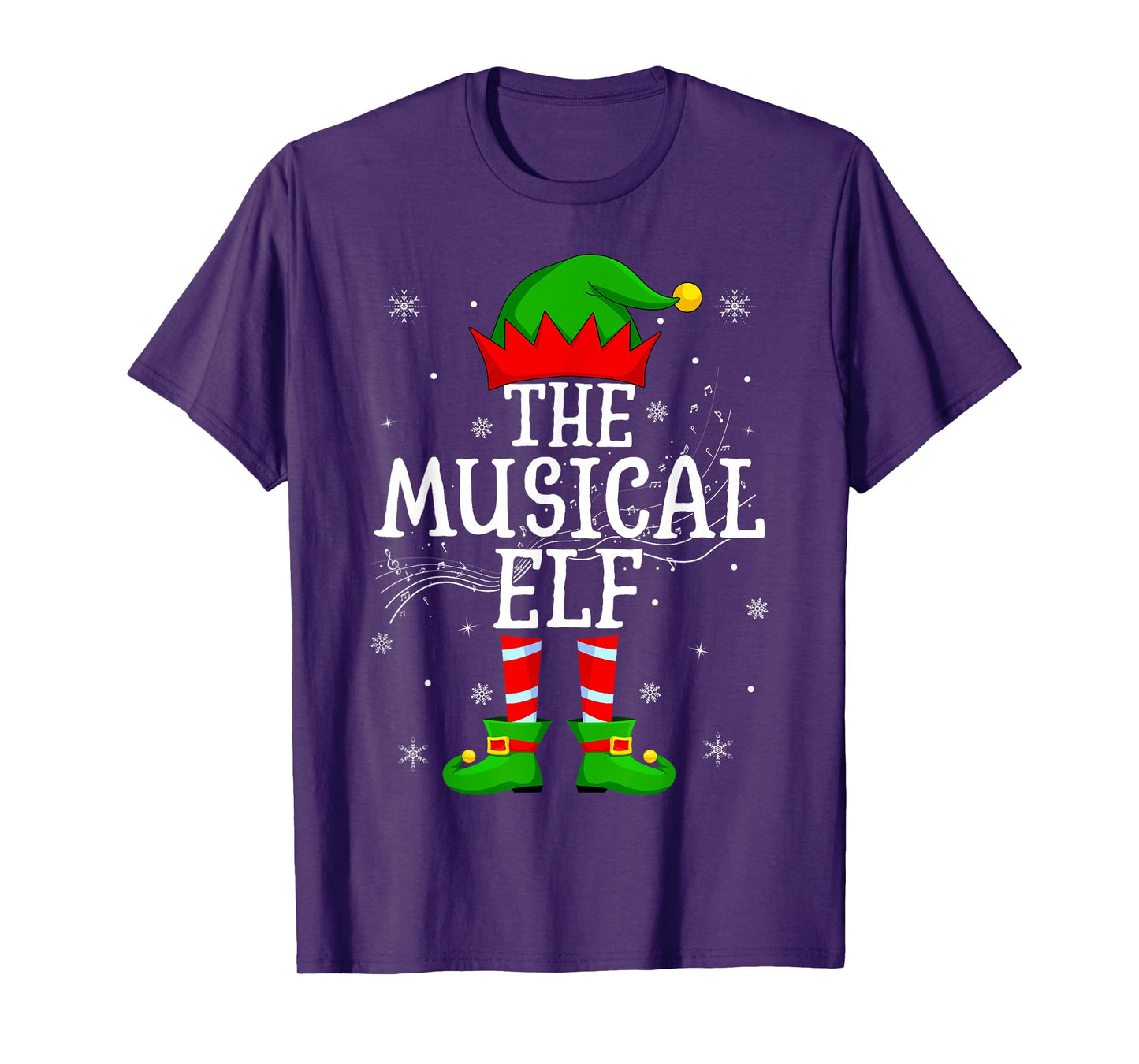 Musical Elf Christmas Pajamas Matching Family Elf Squad Xmas T-Shirt