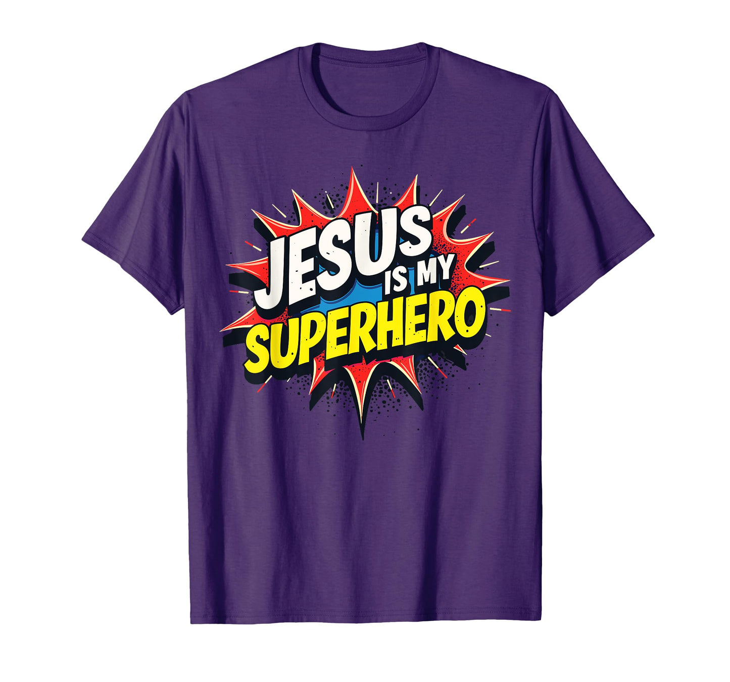 Jusus Lover Jesus is My Superhero Unisex-Kids T-Shirt Black Small Modern Classic Crew Neck Short Sleeve Polyester 100% Cotton Blend Machine Wash Superhero T-Shirt