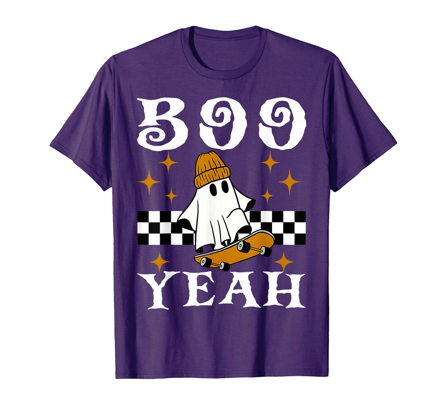 Boo Yeah Halloween Ghost Boys Retro Skateboard Toddler Kids T-Shirt