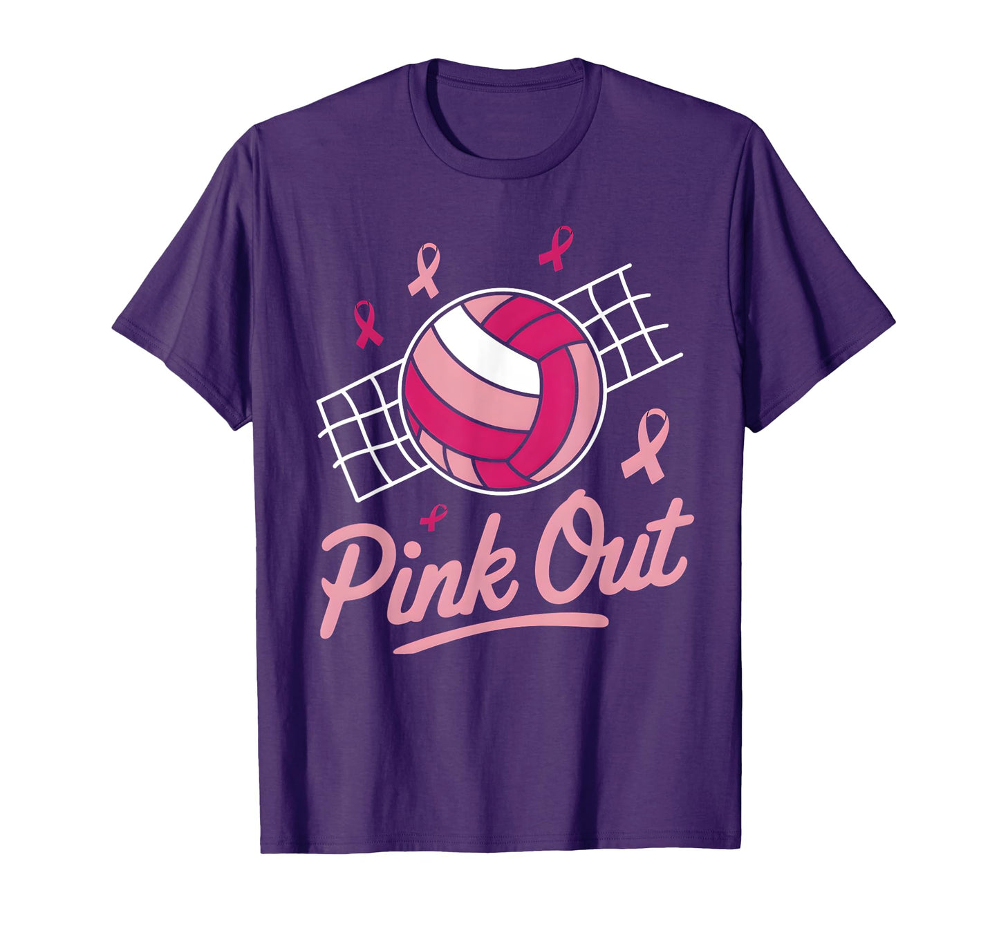 Volleyball Pink Out Breast Cancer Awareness Pink Ribbon T-Shirt