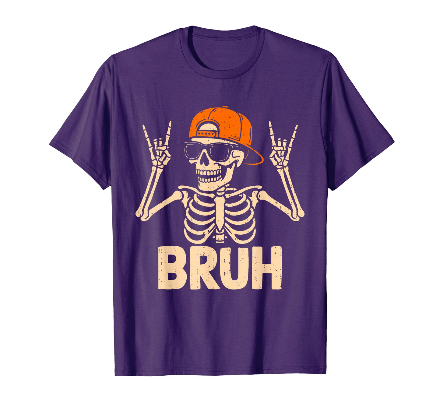 Cool Bruh Punk Rock On Skeleton Rocker Halloween Spooky T-Shirt