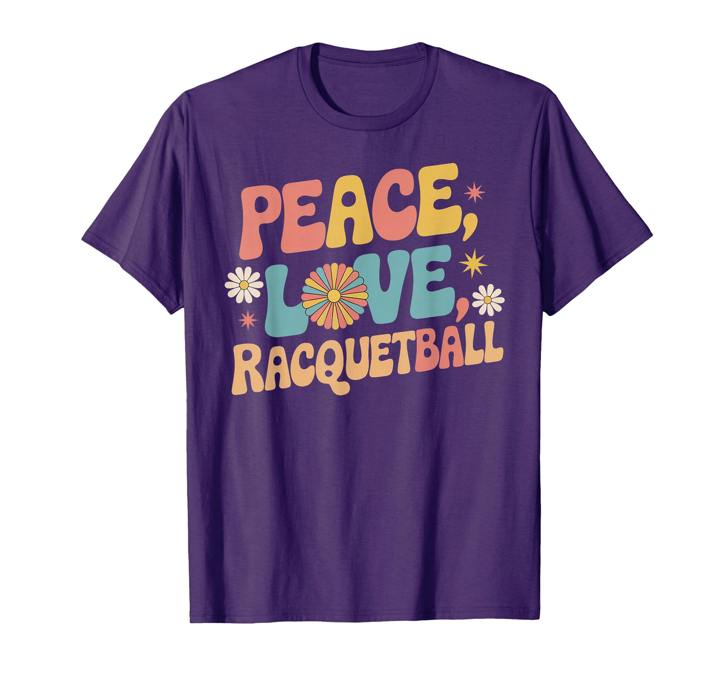 Peace Love Racquetball 70s Hippie Retro Racquetball Player T-Shirt