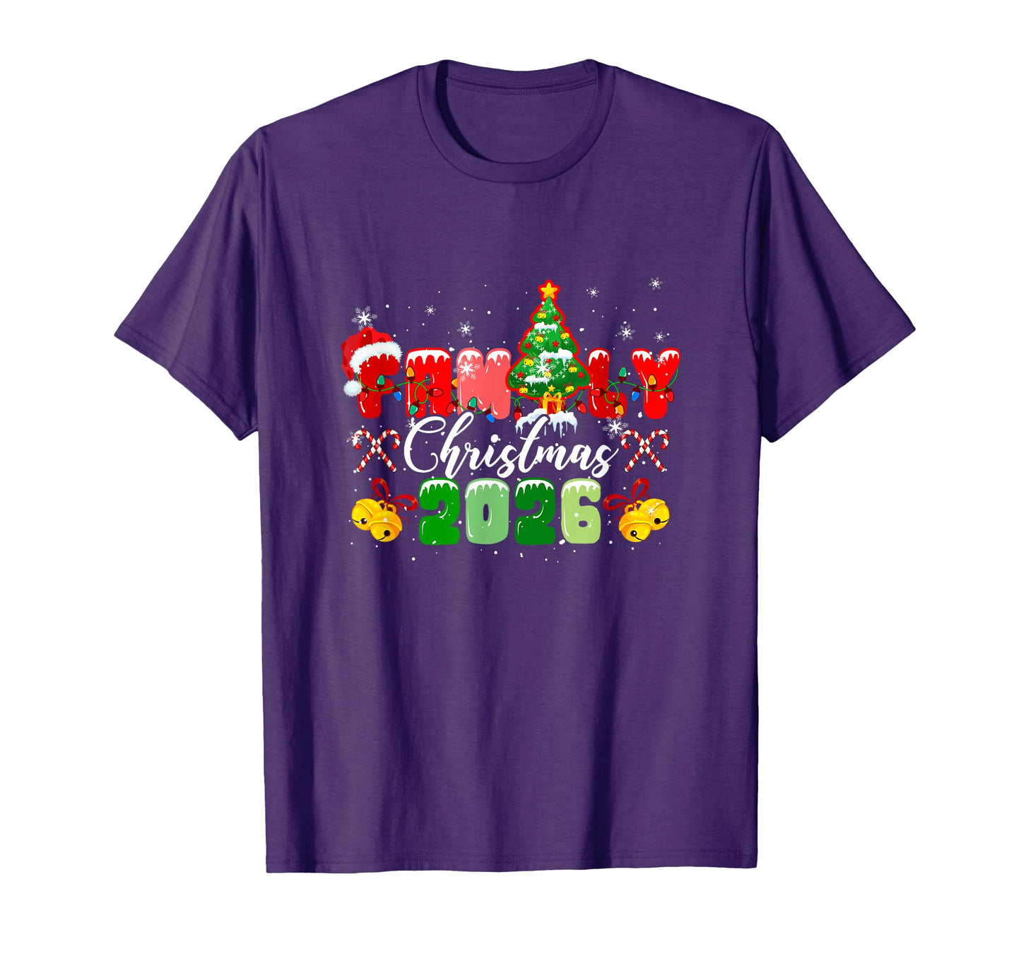 Family Christmas 2026 Colorful Lights Xmas Tree Lover Kids T-Shirt