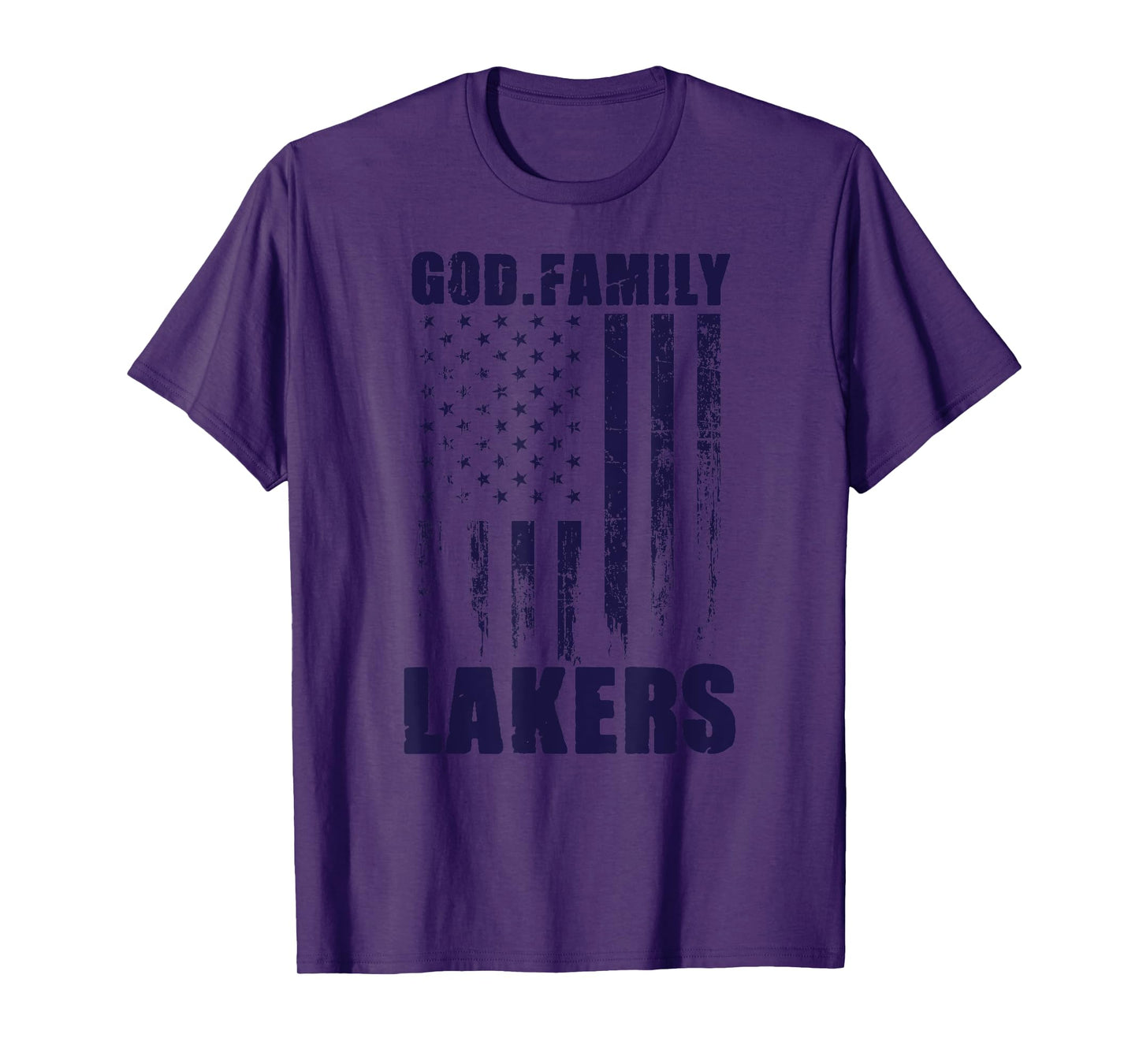 Russell County Lakers God. Family. Vintage USA Flag T-Shirt