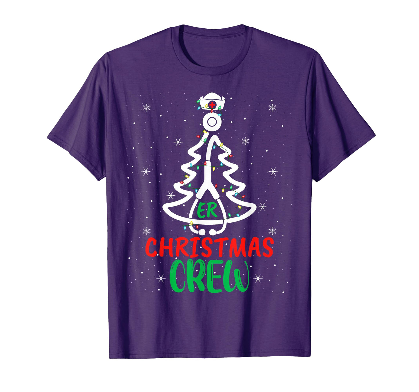 ER Nurse Christmas Crew Nurse Stethoscope Xmas Tree Nursing T-Shirt