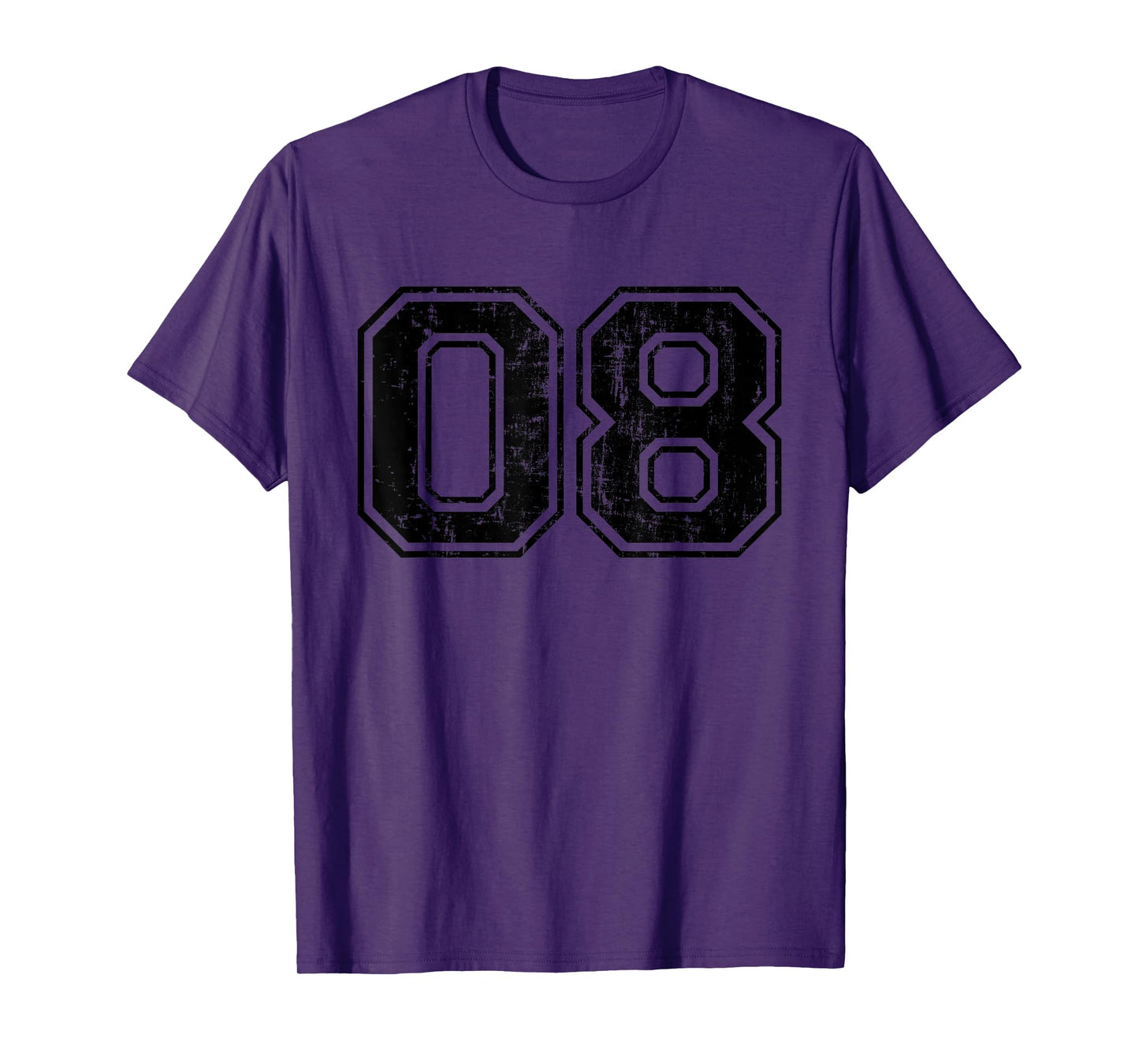 Number 08 Varsity Distressed Vintage Sport Team Player's T-Shirt