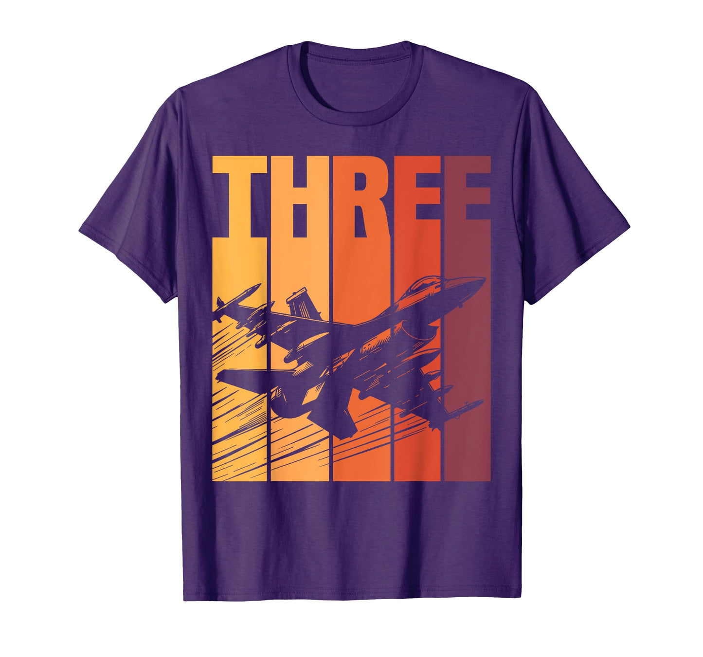 Military Fighter Jet Retro Three Year Old Boys 3rd Birthday T-Shirt