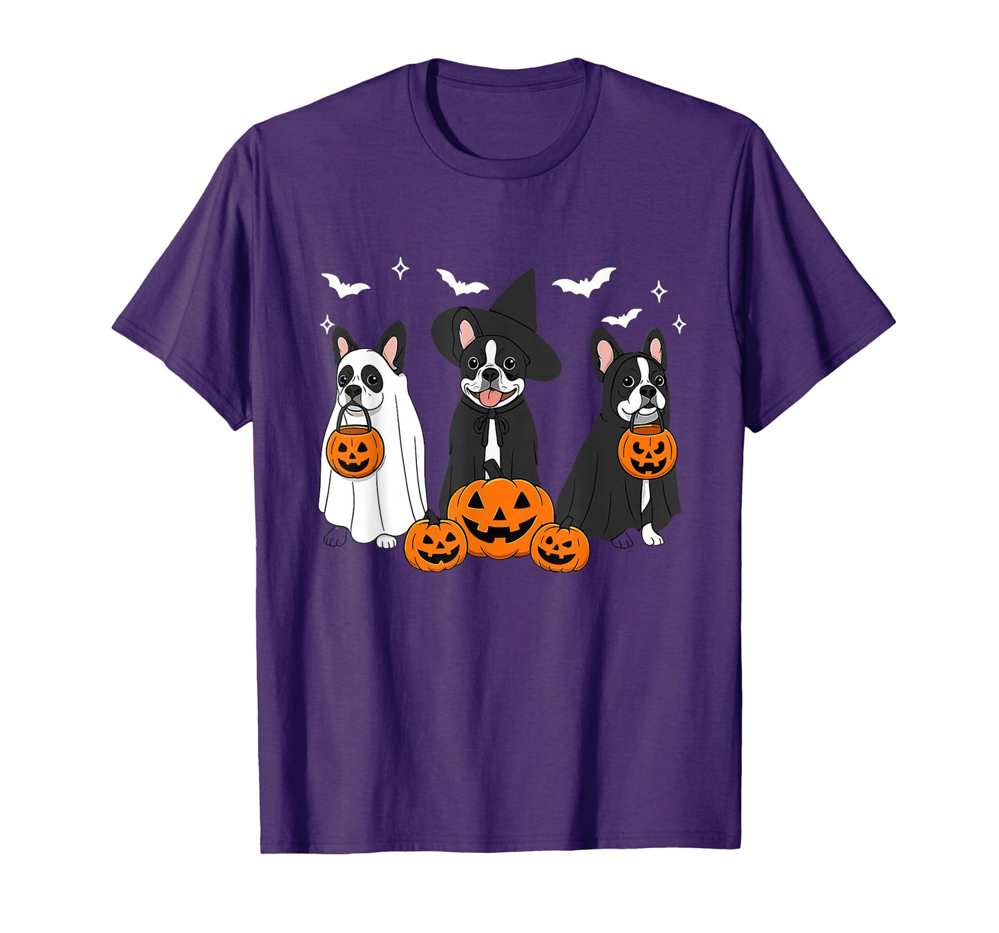 Witch Boston Terrier Halloween Boston Terrier Ghost Dog Mom T-Shirt
