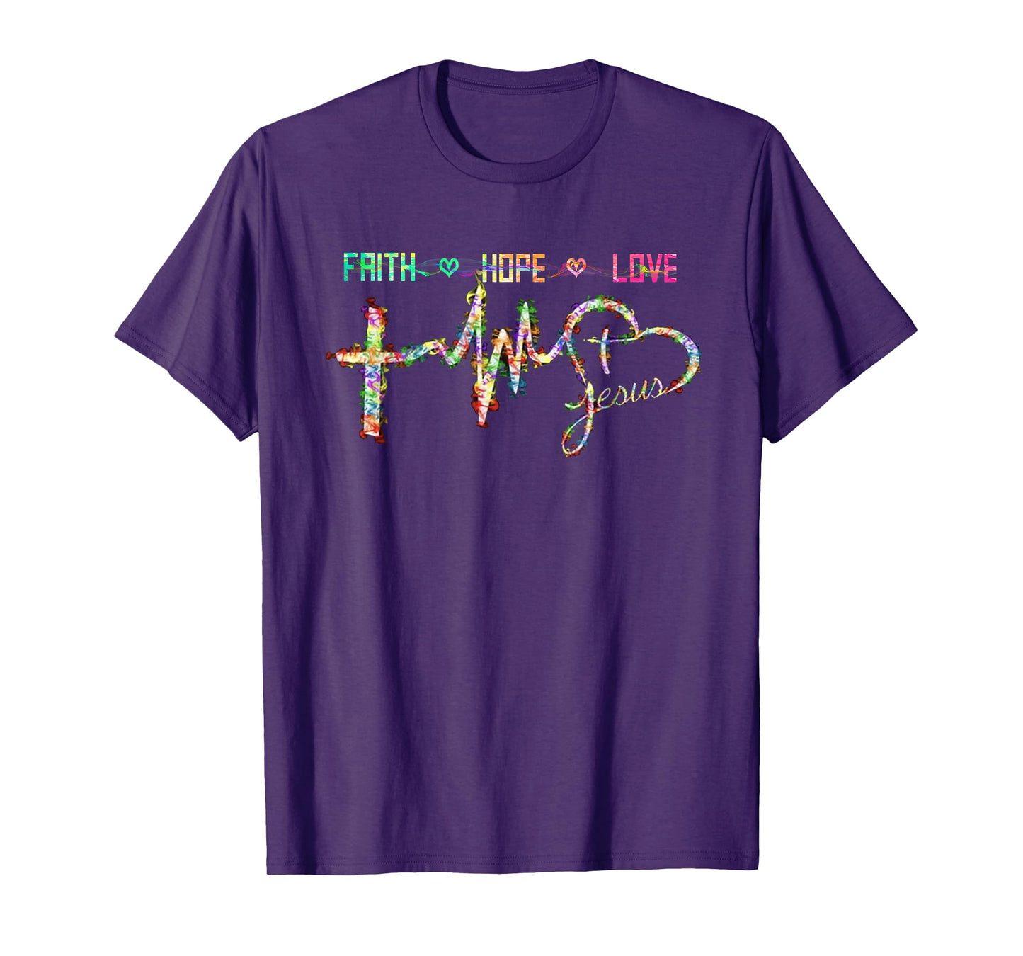 Faith Hope Love Cross Heartbeat God Jesus Christian Gifts T-Shirt