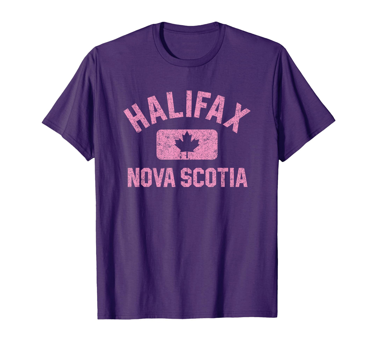 Halifax Nova Scotia Gym Style Distressed Pink Print T-Shirt
