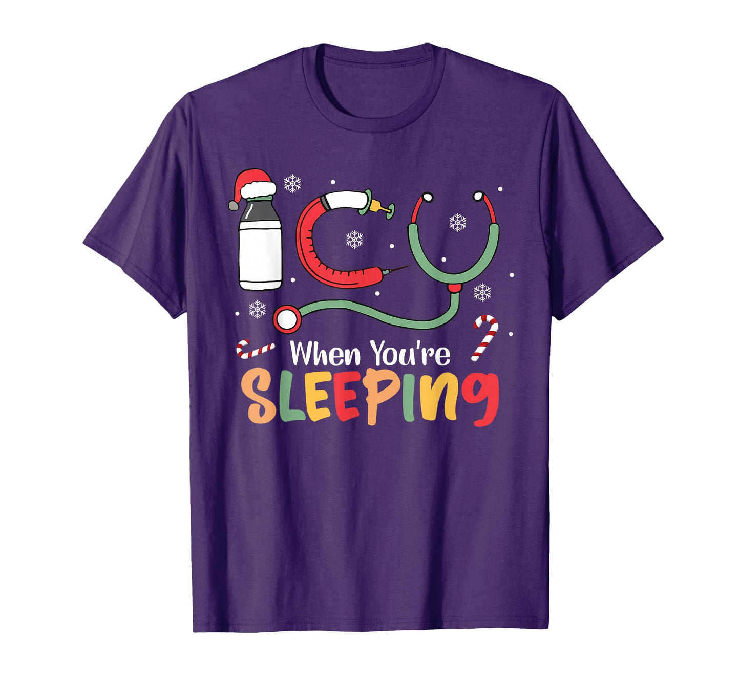 ICU When You're Sleeping Nurse Christmas Santa ER Men T-Shirt