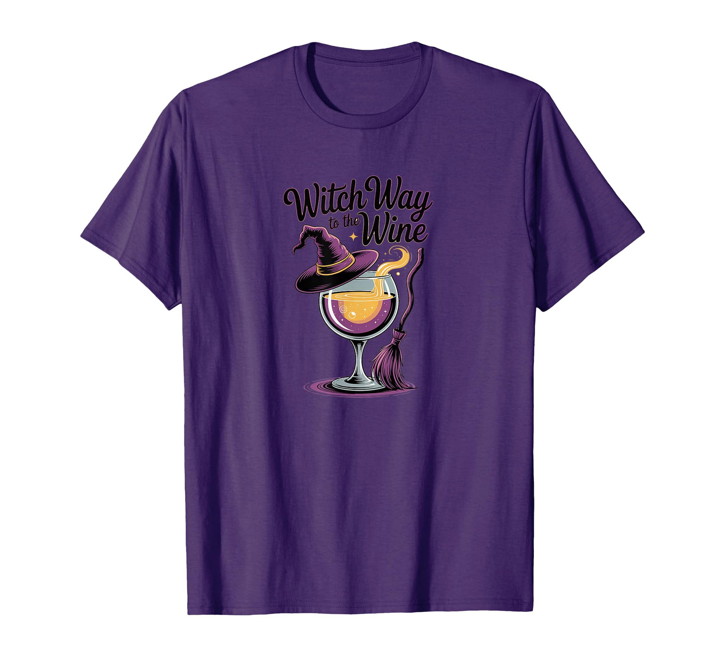 Witch Way to The Wine Funny Halloween Drinking T-Shirt