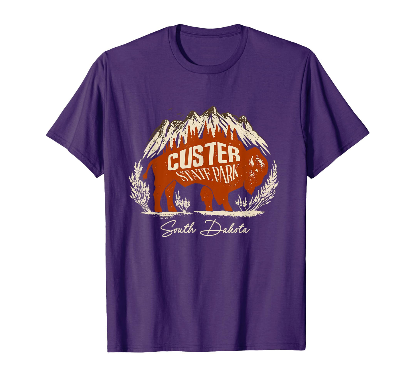 Bison And Mountains Custer State Park South Dakota Vintage T-Shirt