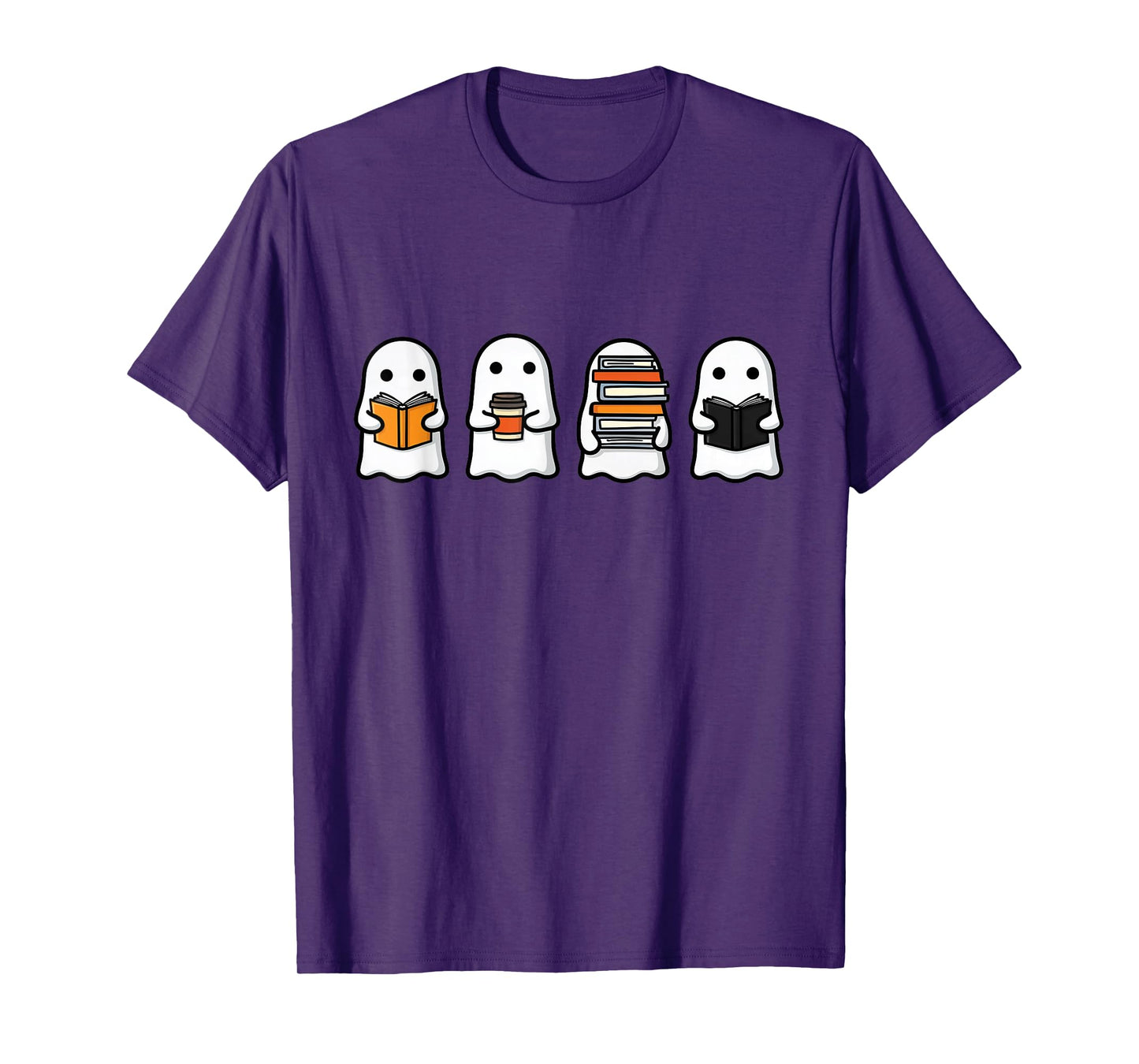 Cute Ghost Halloween Teacher Reading Books School Librarian T-Shirt
