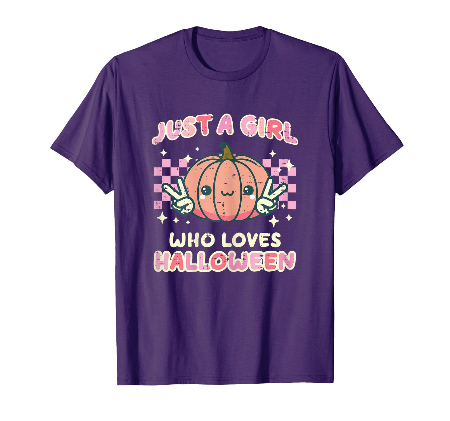Just Girl Who Loves Halloween Retro Costume Girls Kids Women T-Shirt