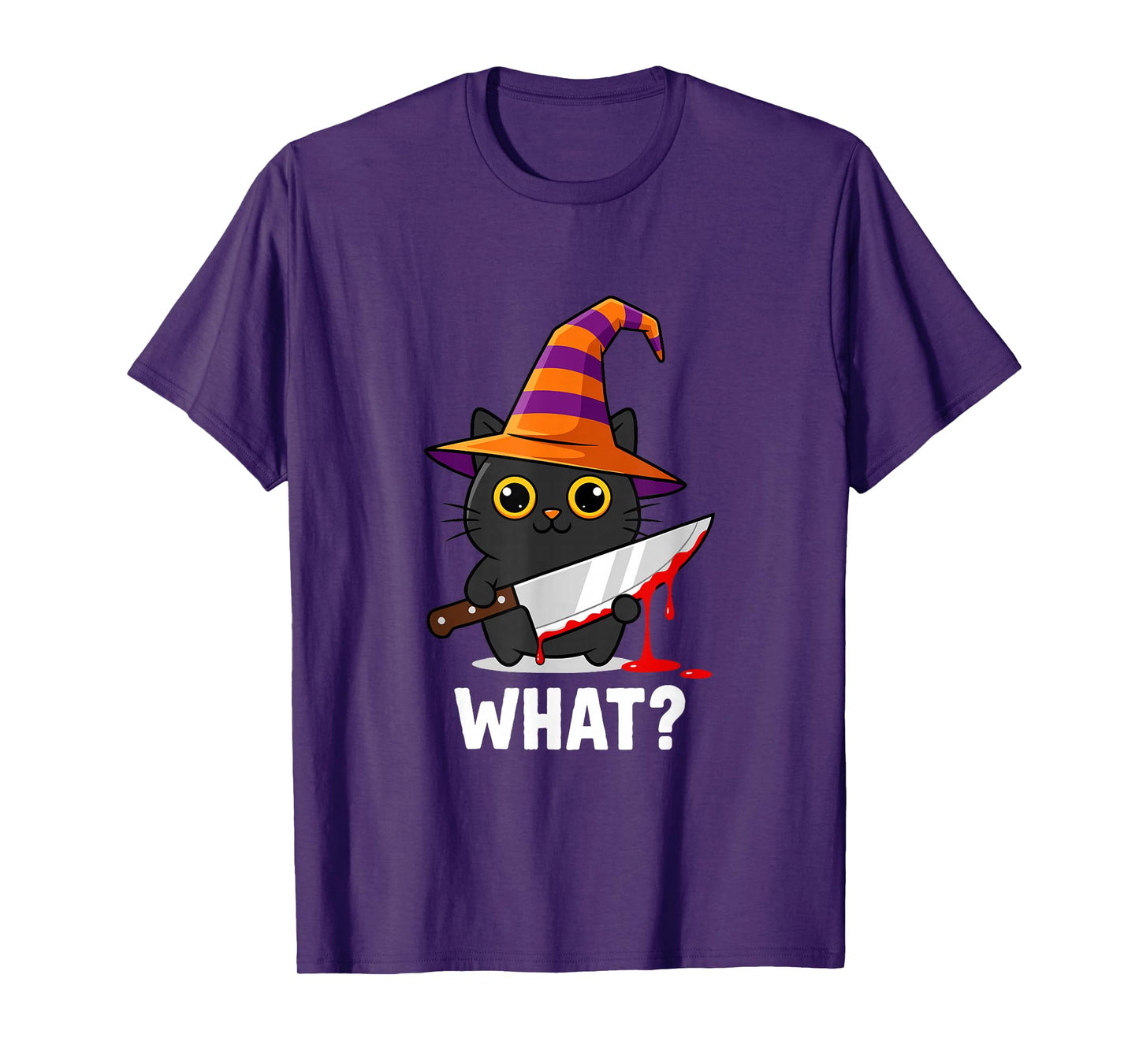 Halloween Witch Cat What Funny Spooky Cat Design T-Shirt