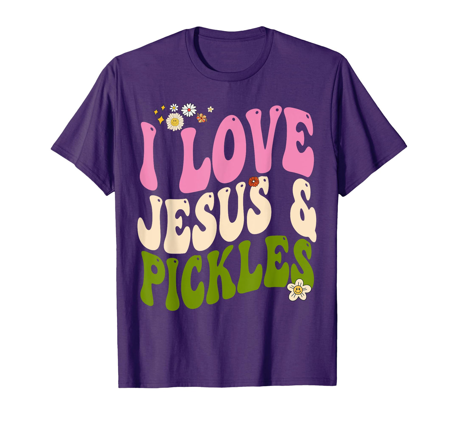Hippie Groovy I Love Pickles & Jesus Pickle Retro Vegetarian T-Shirt