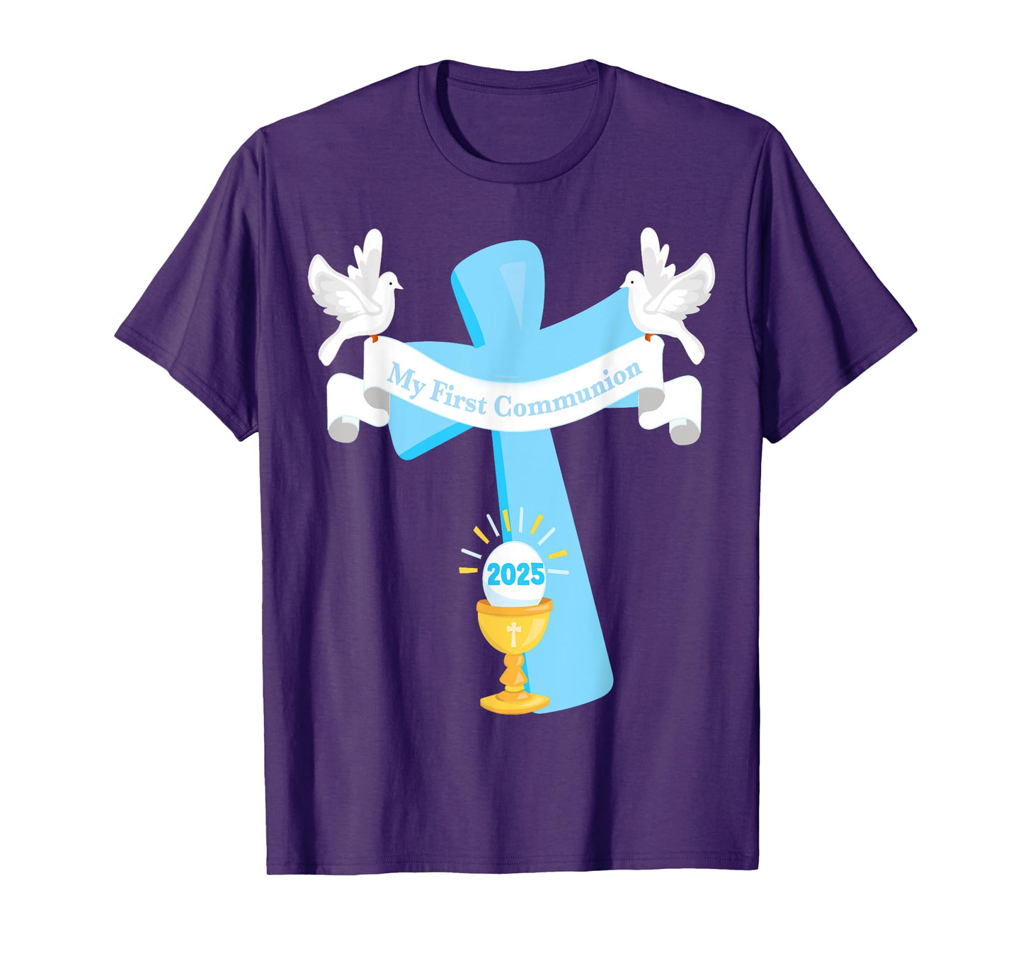 Boy First Communion 2025 Cross Chalice Eucharist Grandson T-Shirt