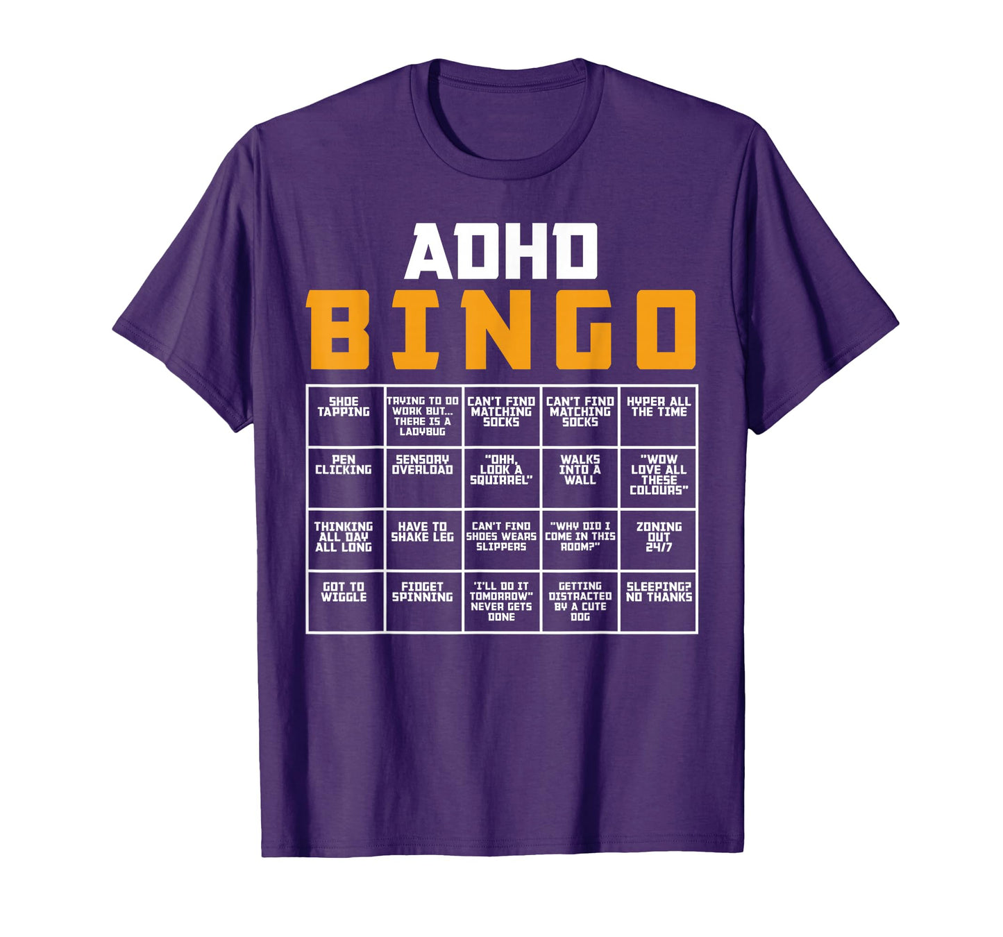 World Mental Health Awareness Day ADHD Bingo Funny T-Shirt