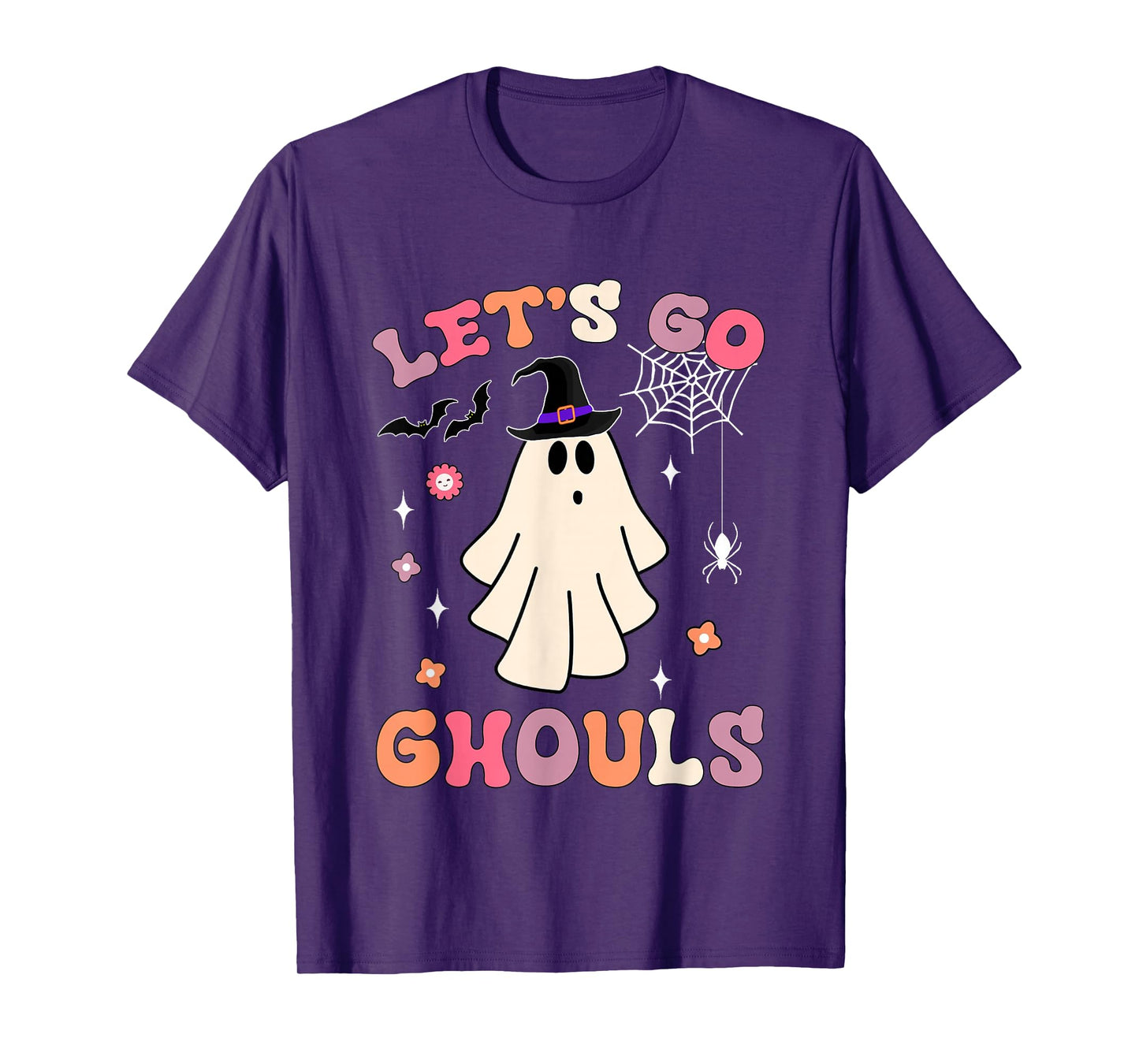 Halloween Ghost Witch Costumes Retro Groovy Let's Go Ghouls T-Shirt