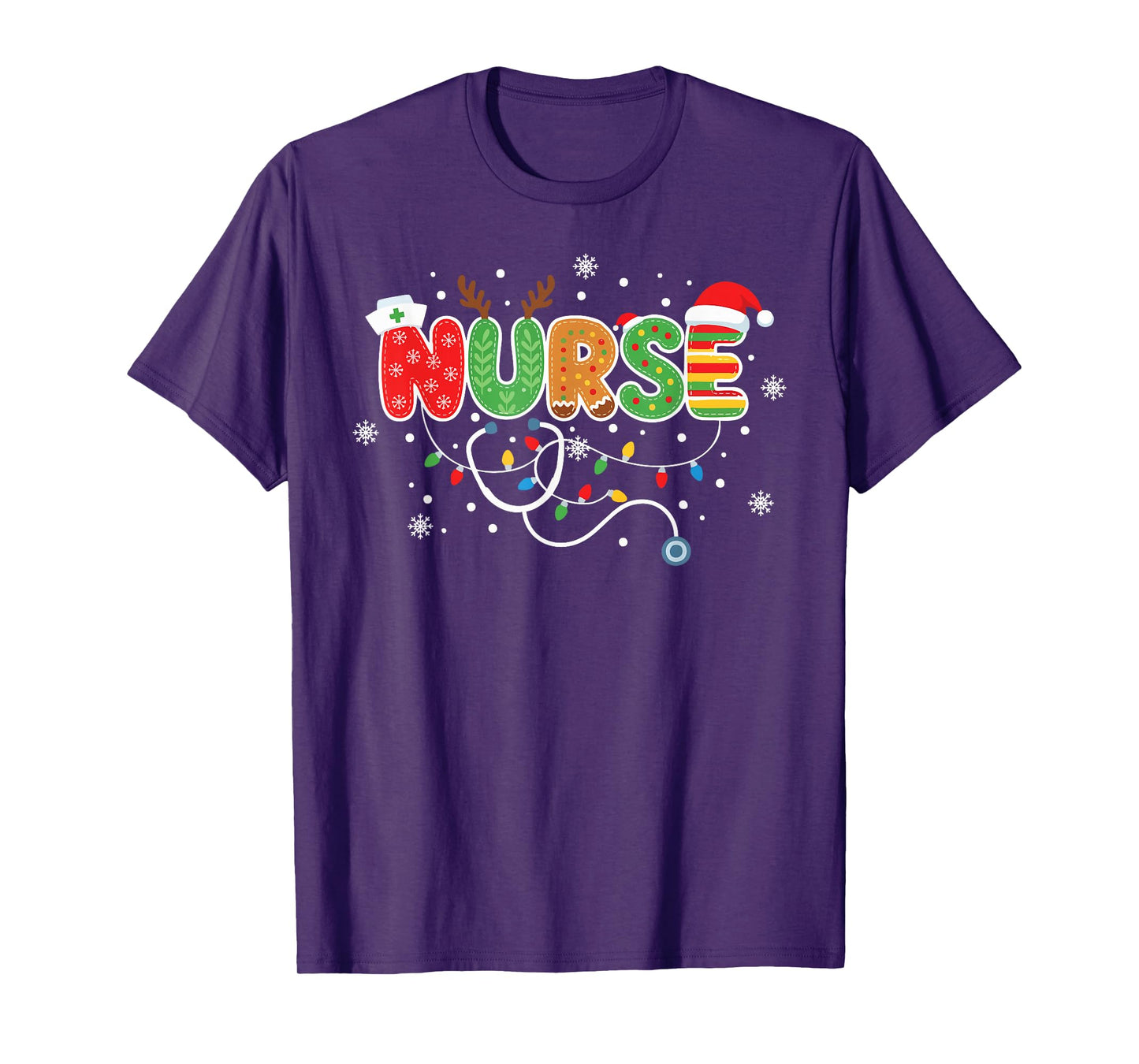 Stethoscope Santa Hat Reindeer Xmas Christmas Nurse T-Shirt