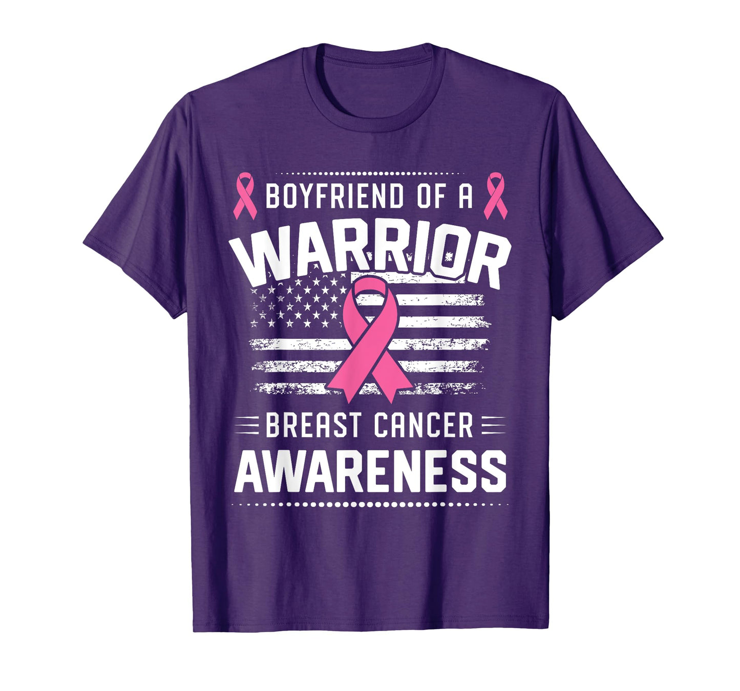 Boyfriend Of A Warrior Breast Cancer Awareness Boyfriend T-Shirt