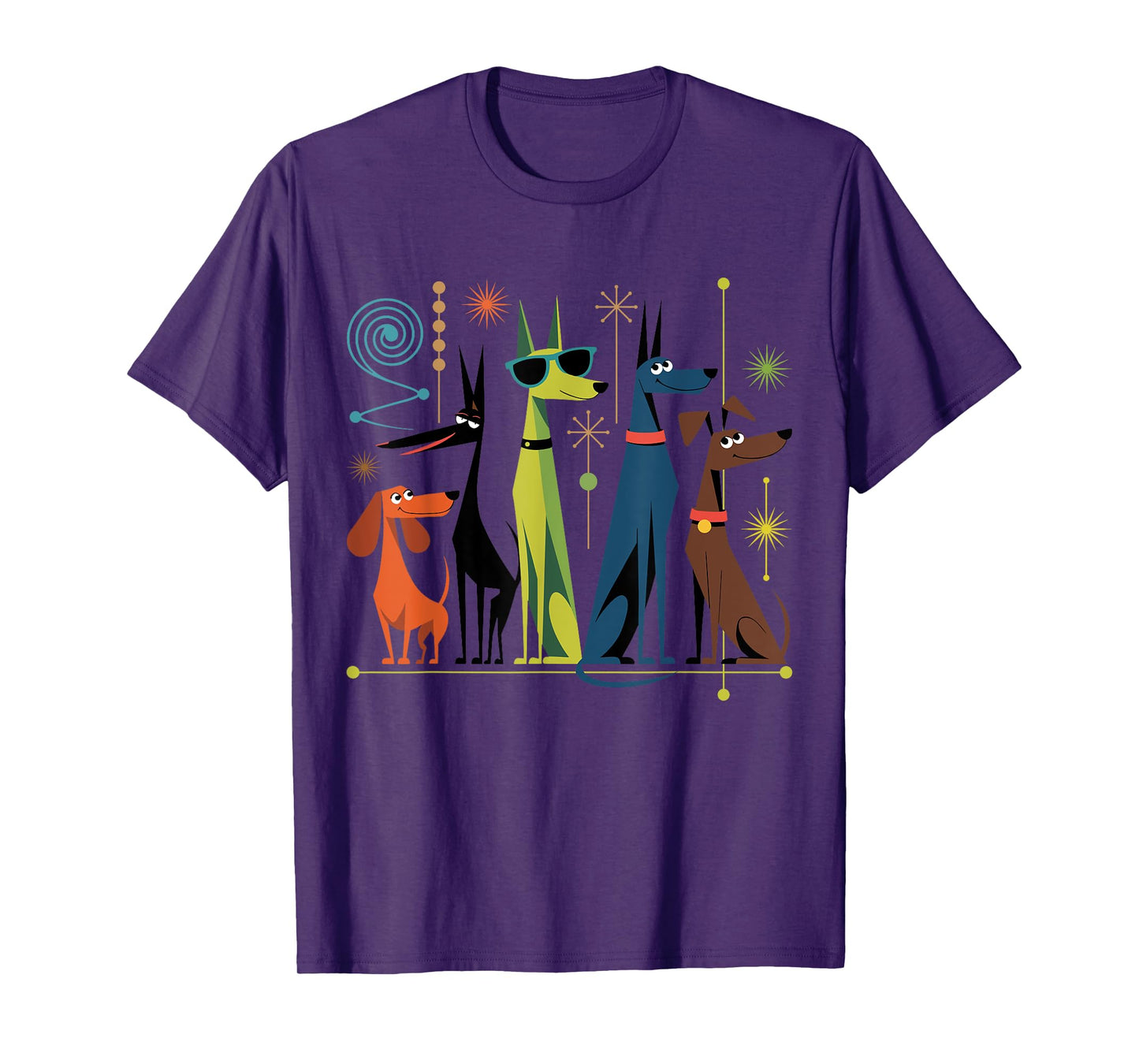 Retro Mid-Century Modern Dogs 50s 60s Style T-Shirt