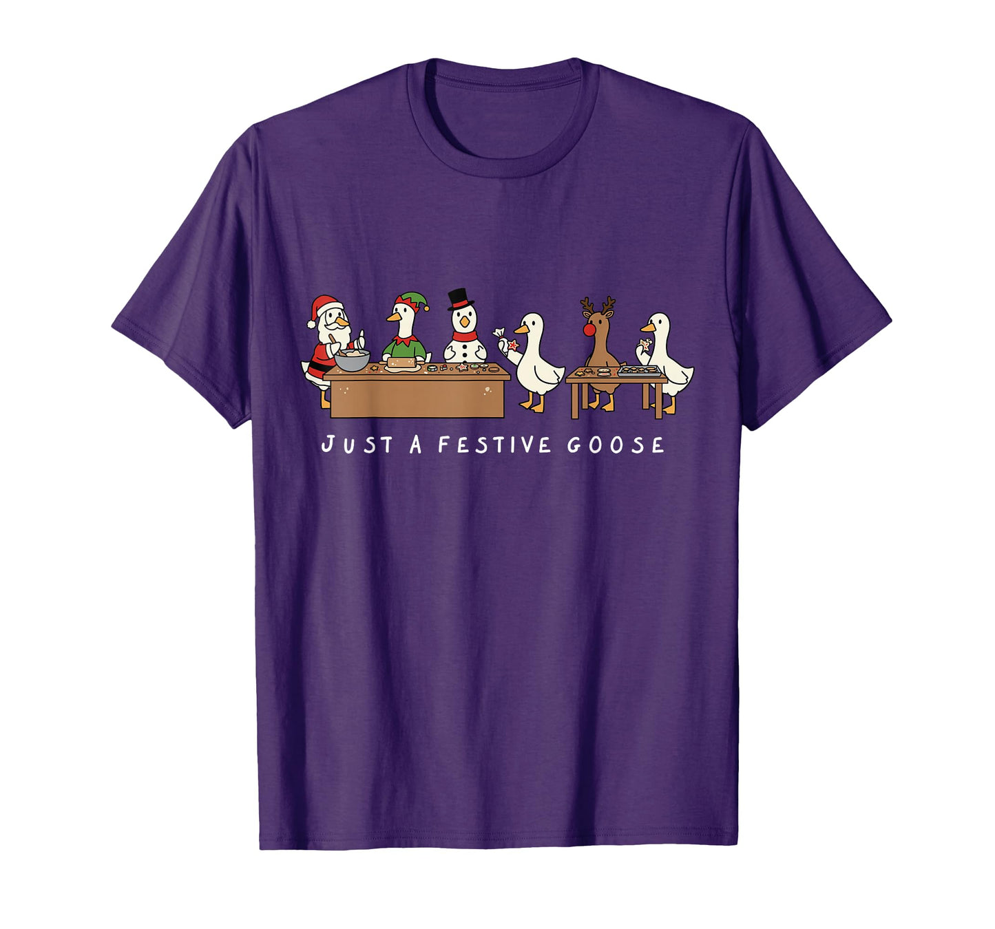 Just a Festive Goose Christmas Cookie Crew Holidays T-Shirt