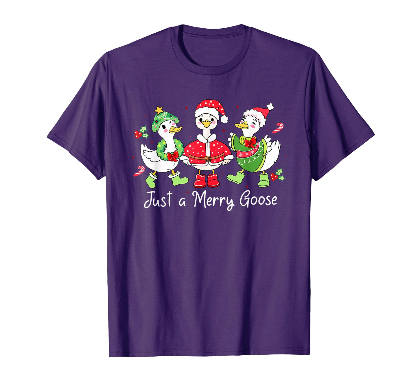 Retro Just A Merry Goose Funny Cute Goose Lovers Merry Xmas T-Shirt