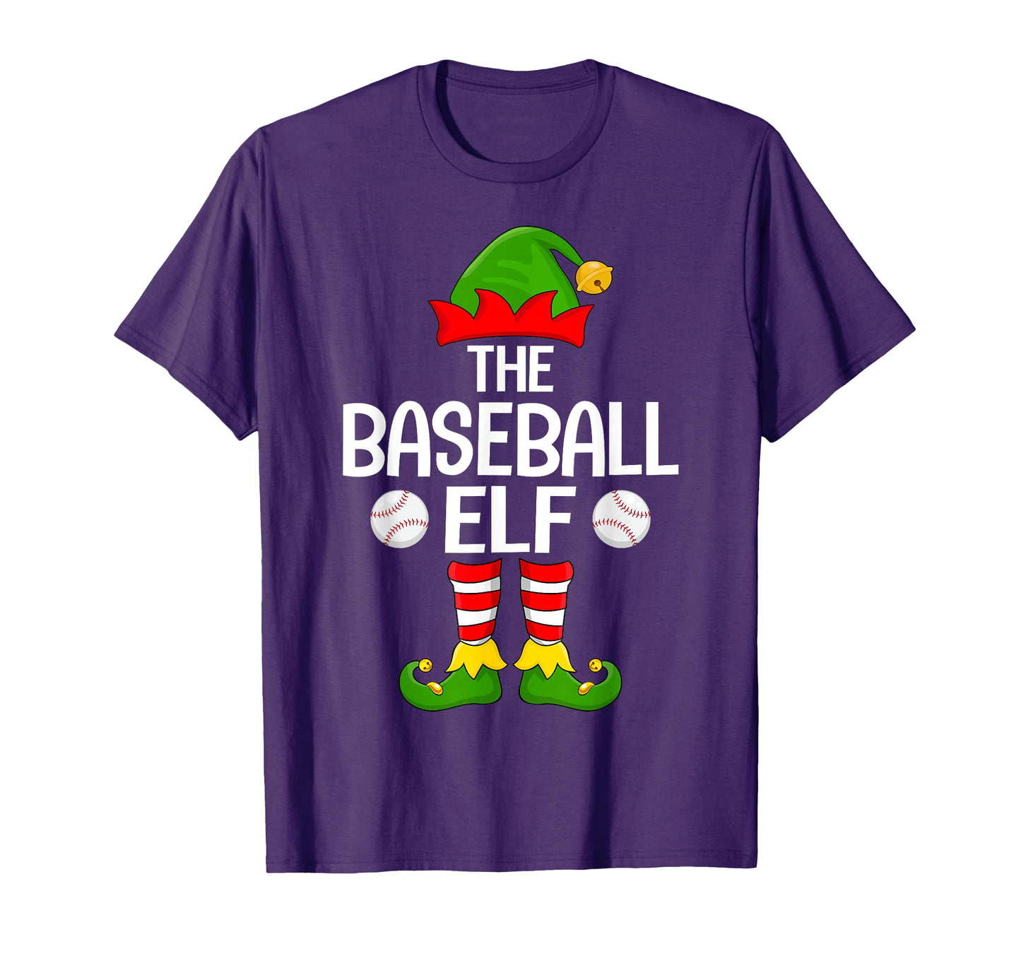 Baseball Elf Xmas Matching Family Elf Squad Christmas T-Shirt