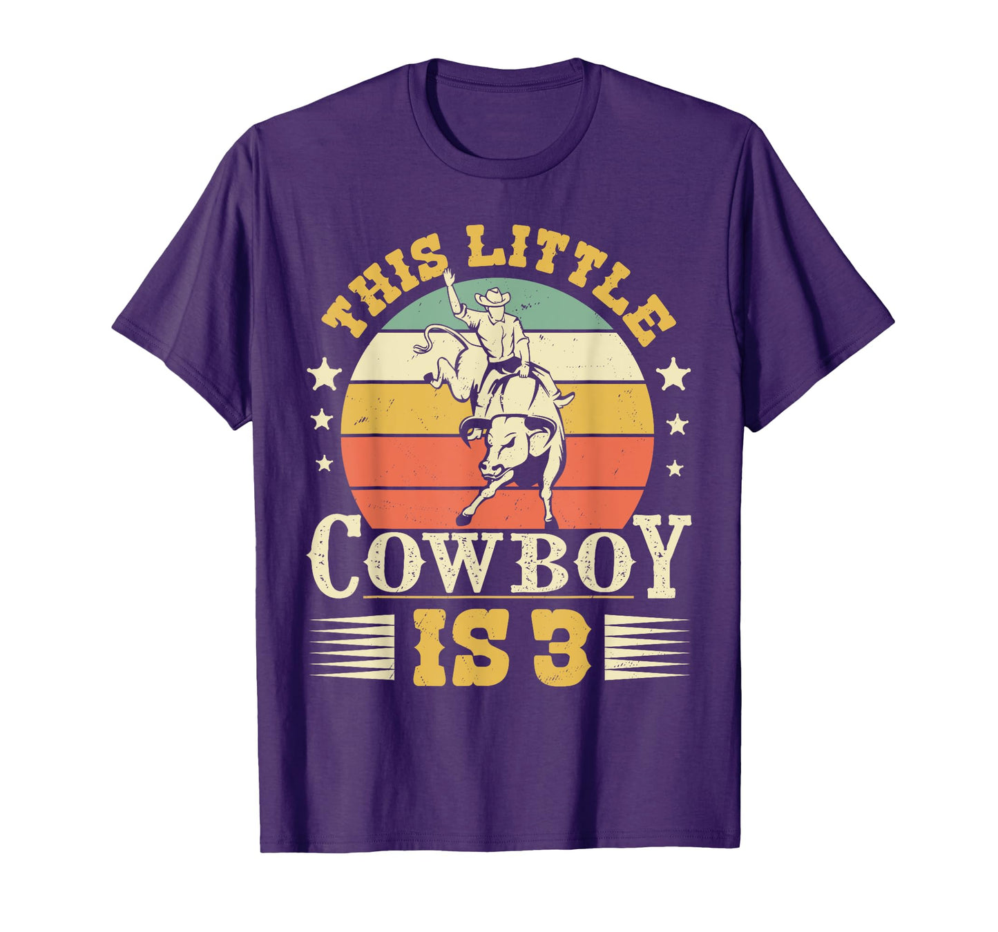 This Little Cowboy Is 3 Western Country Rodeo 3rd Birthday T-Shirt