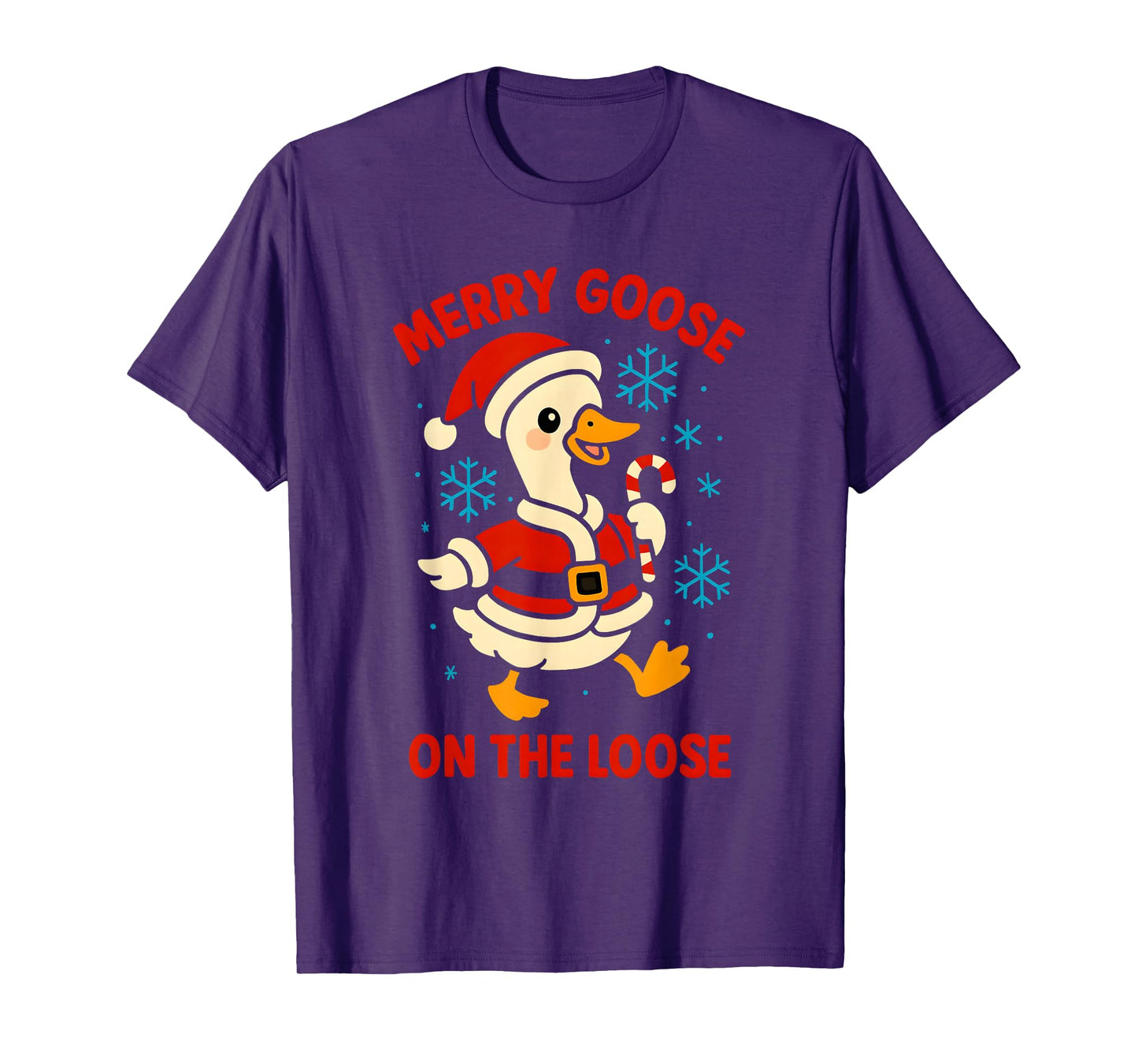 Merry Goose On The Loose Silly Christmas Holiday Funny Meme T-Shirt