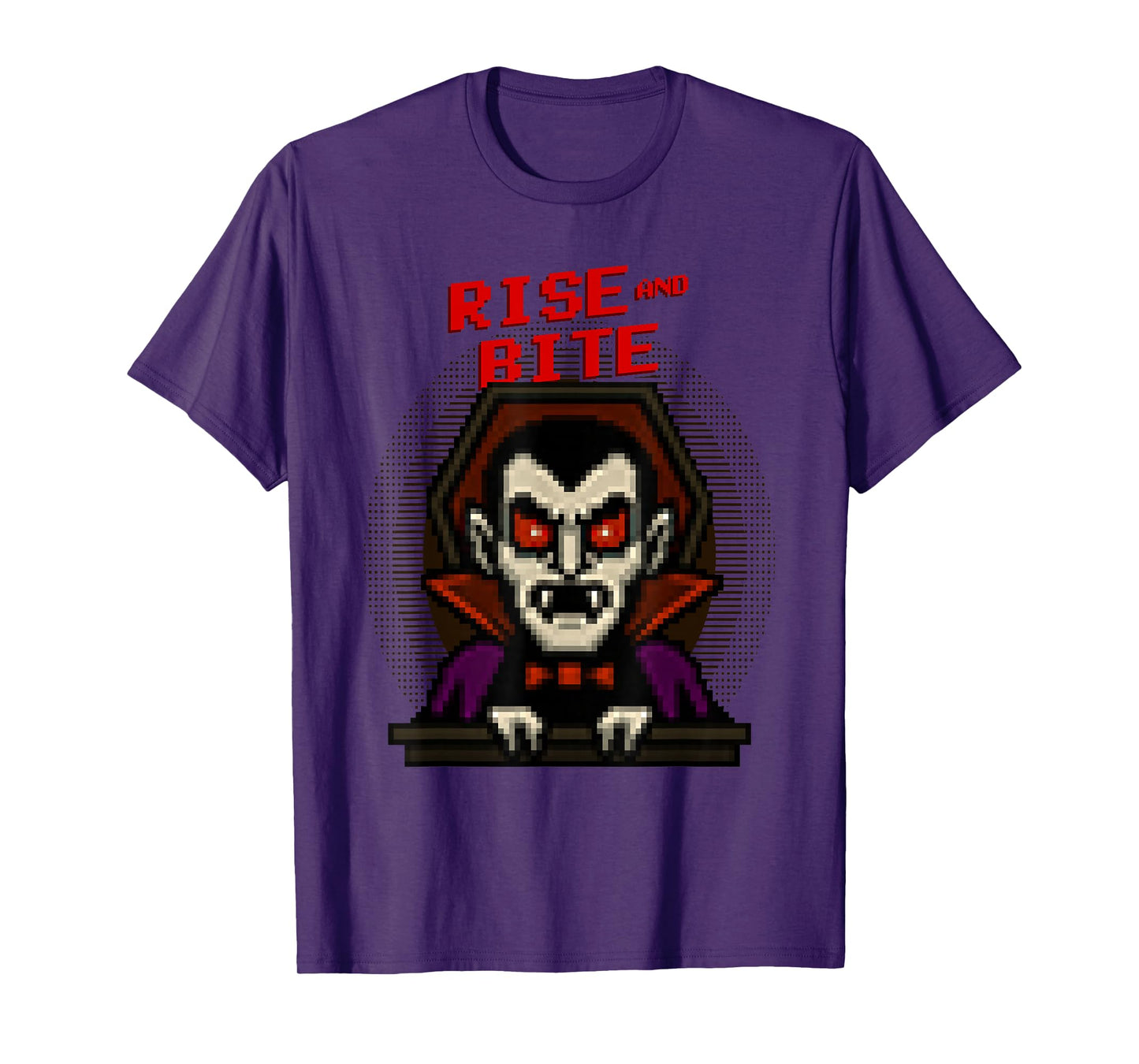 Rise and Bite Funny Pixel Art Vampire Halloween T-Shirt
