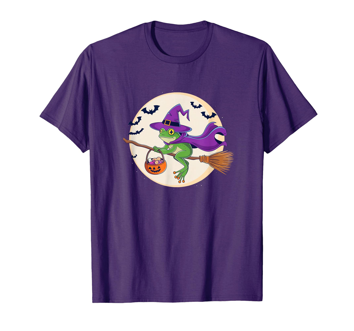 Frog Witch Hat Pumpkin Halloween Costume Men Women Kids T-Shirt
