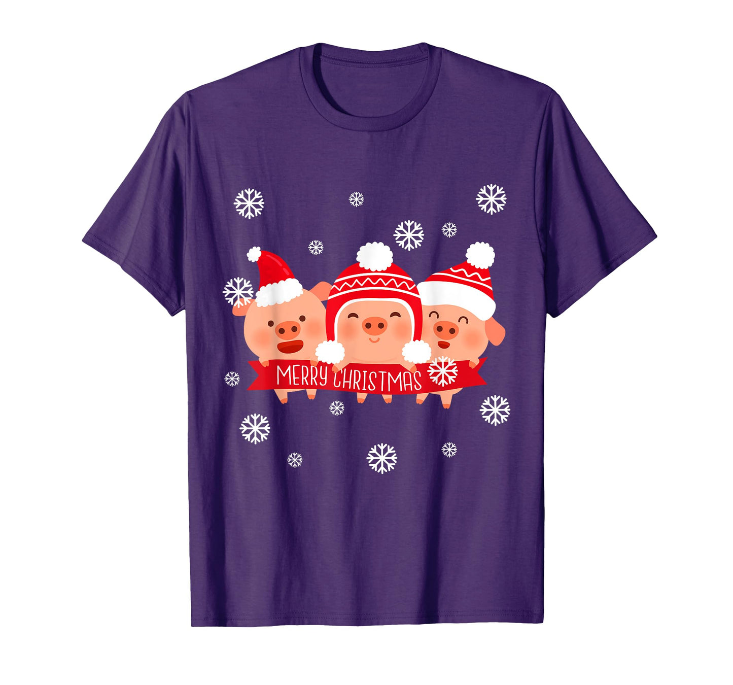 Merry Pigmas Cute Pig in Santa Hat Christmas Holiday T-Shirt