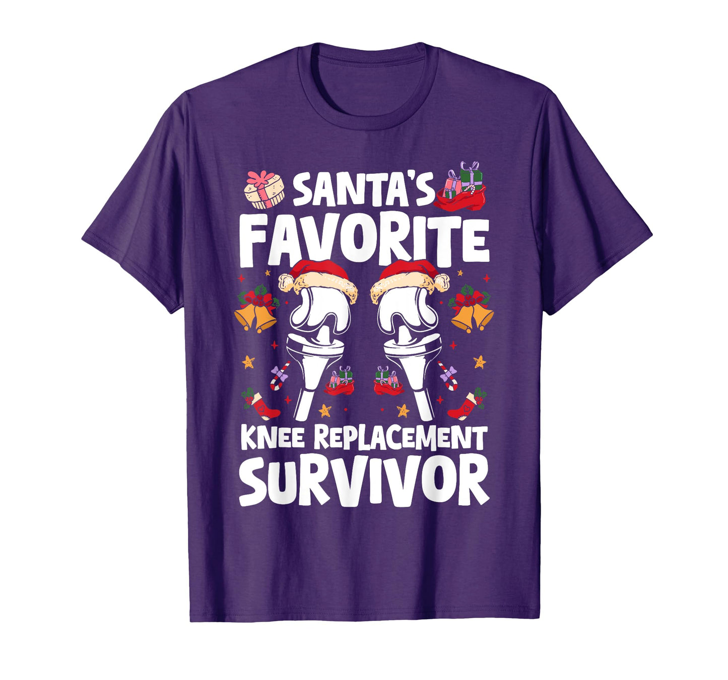 Santas Favorite Knee Replacement Survivor Surgery Xmas T-Shirt