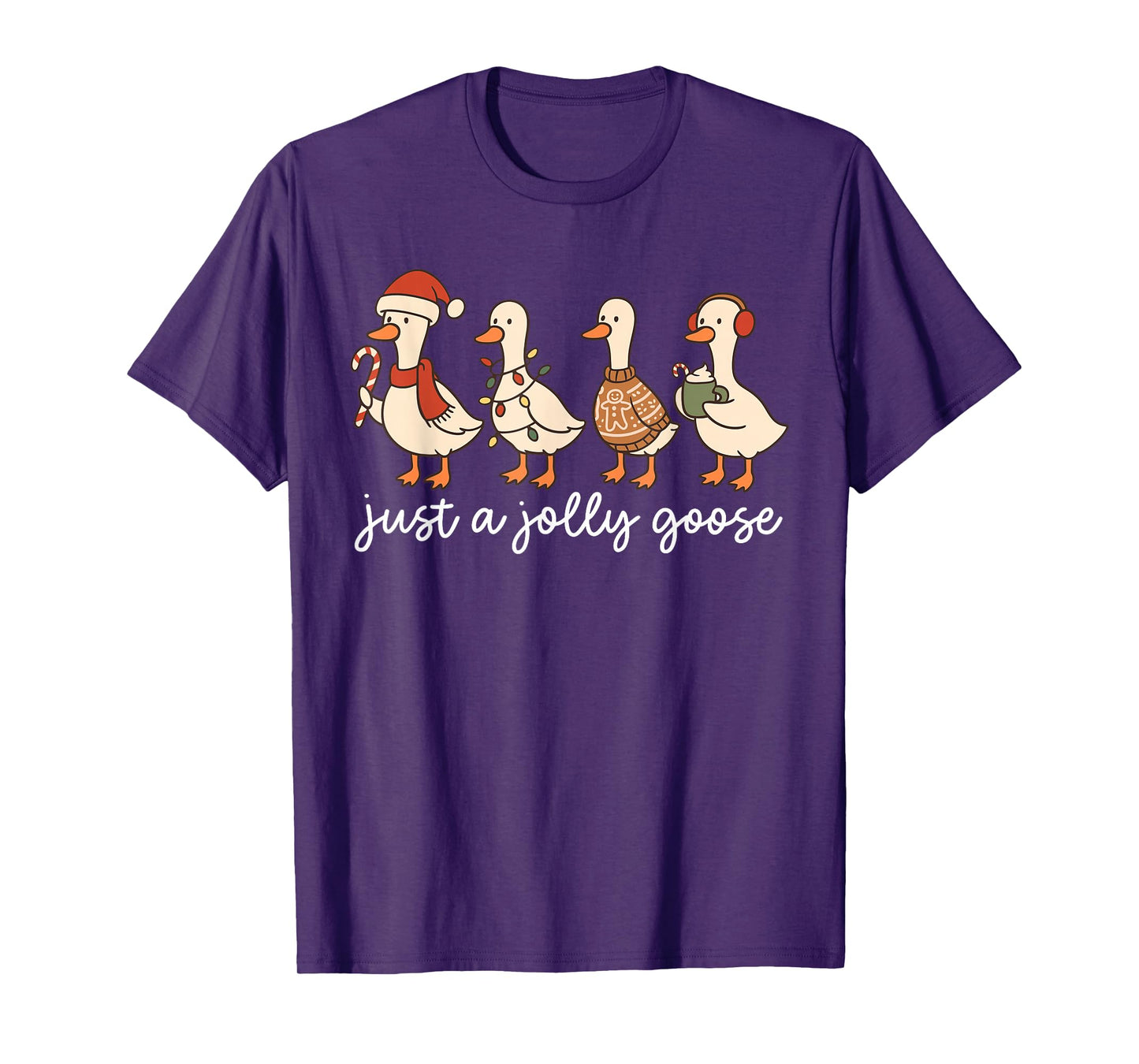 Cute Funny Just A Jolly Goose Silly Santa Hot Cocoa Xmas T-Shirt