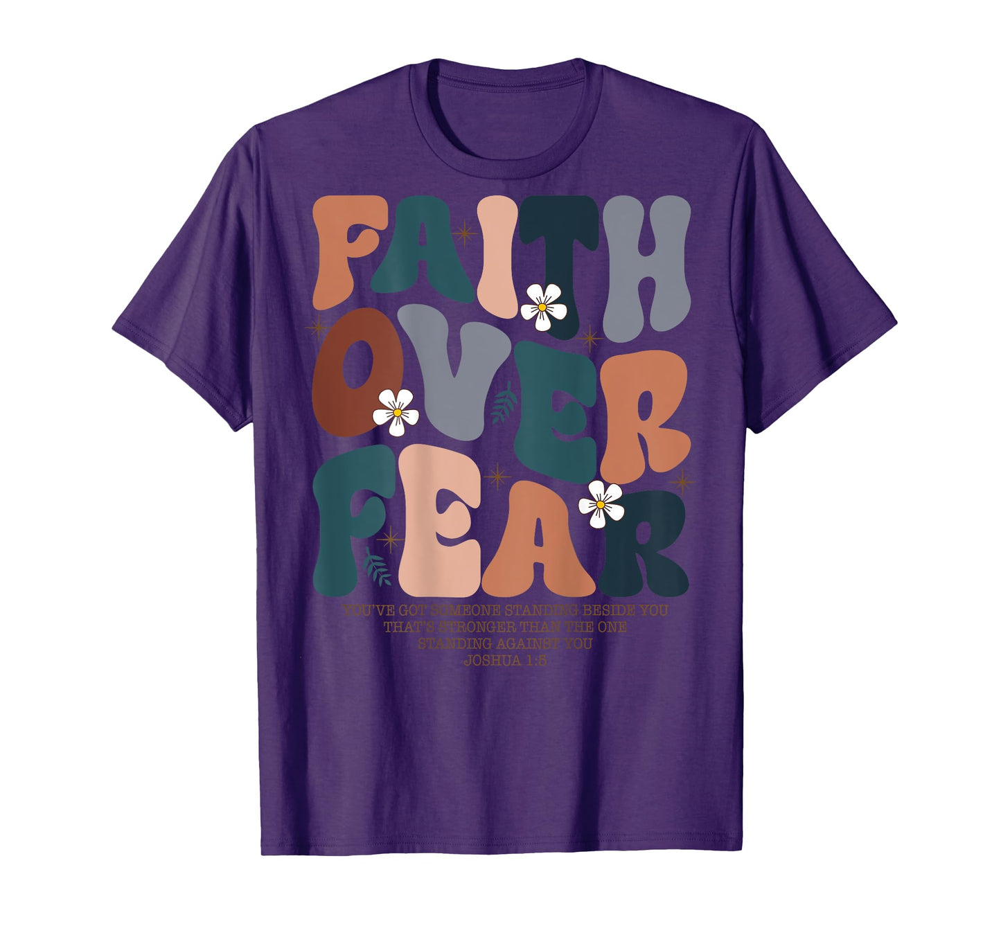 Christian Women Girls Kids Jesus Religious Faith Over Fear T-Shirt