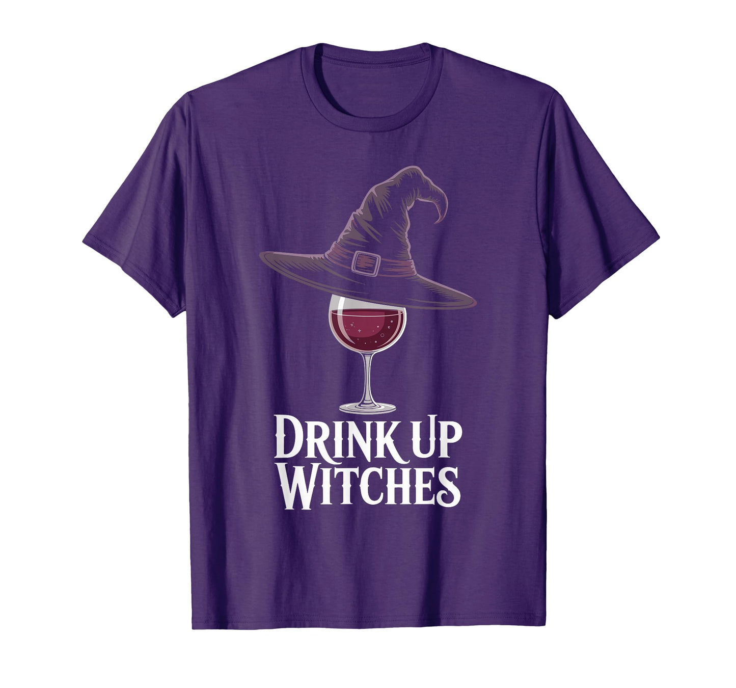 Drink Up Witches Wine Halloween Witch Hat Funny T-Shirt