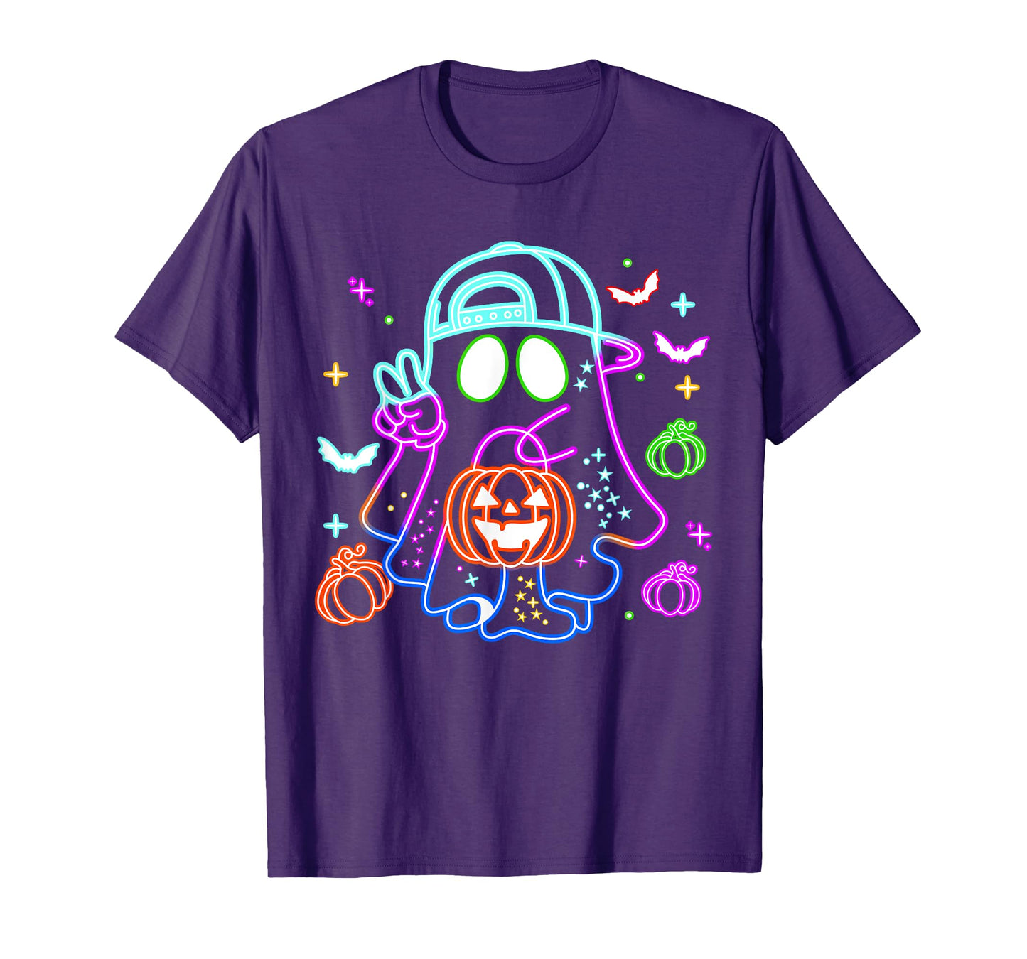 Boo Ghost Spooky Season Boys Kids Glow In Halloween Night T-Shirt