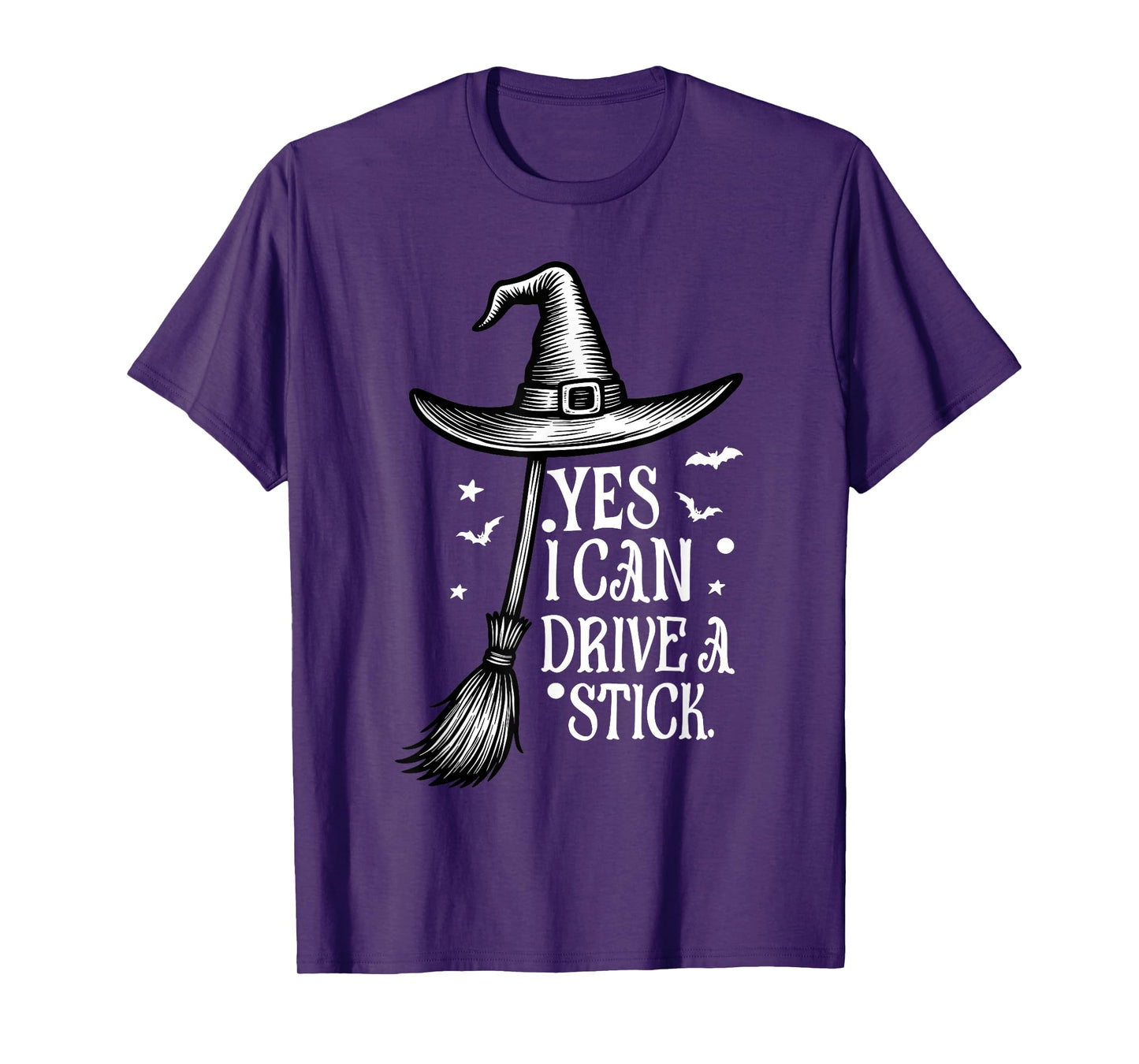 Yes I Can Drive A Stick Funny Halloween Spooky Witch T-Shirt