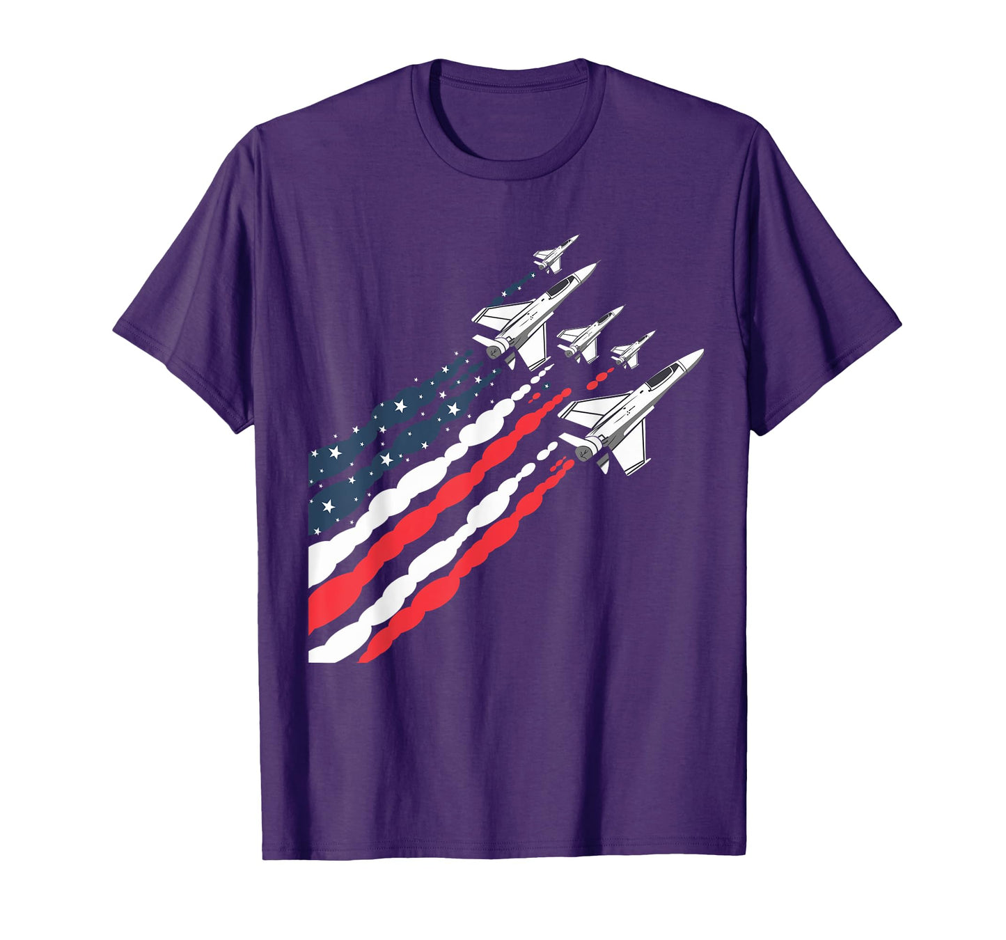 Patriotic Fighter Jet Airplane American Flag Vintage T-Shirt for Women Girls Kids Men