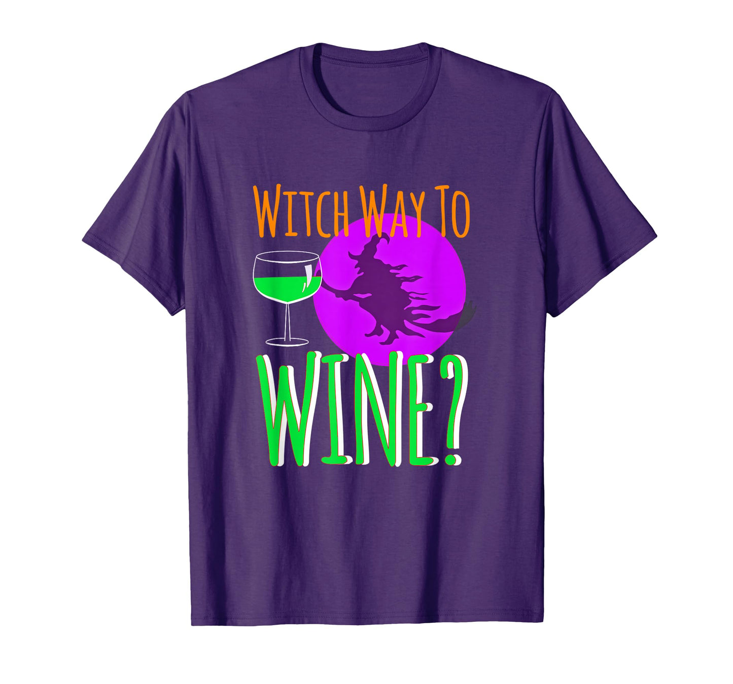 Witch Way to The Wine Halloween Witch On Broom Funny T-Shirt