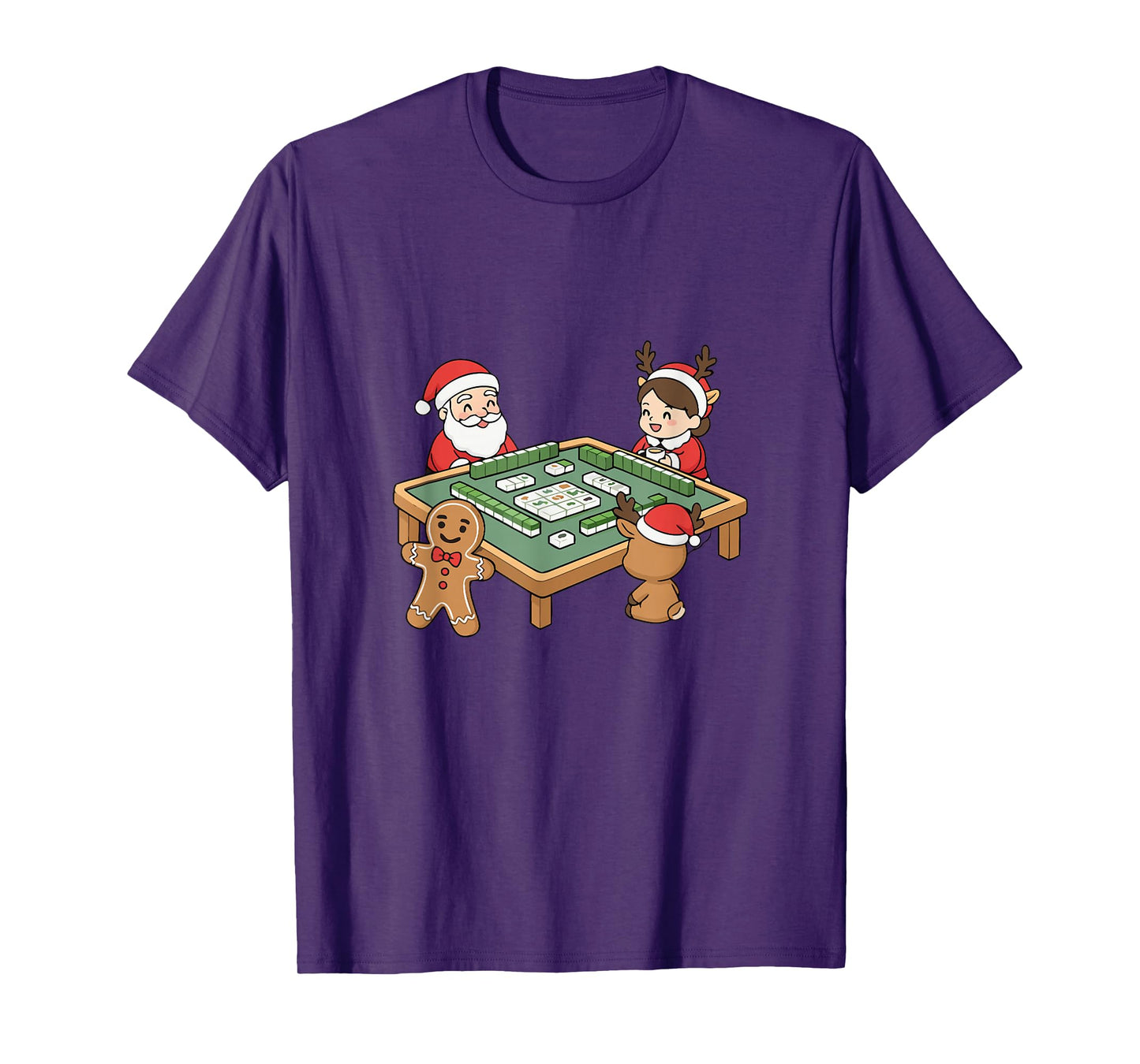 Christmas Mahjong Santa Reindeer Gingerbread T-Shirt