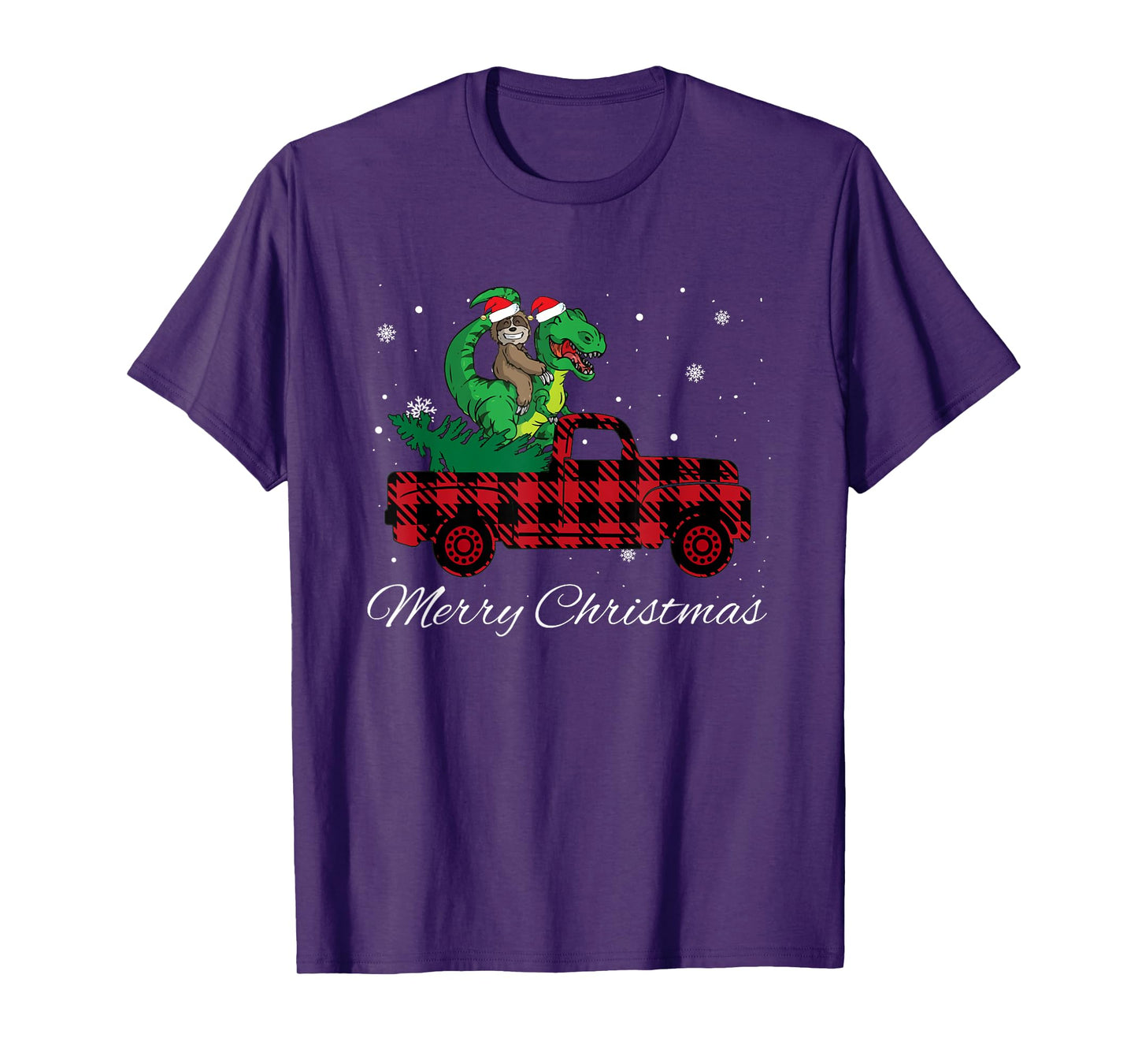 Christmas Family Buffalo red Plaid Funny Dinosaur Boys Kids T-Shirt